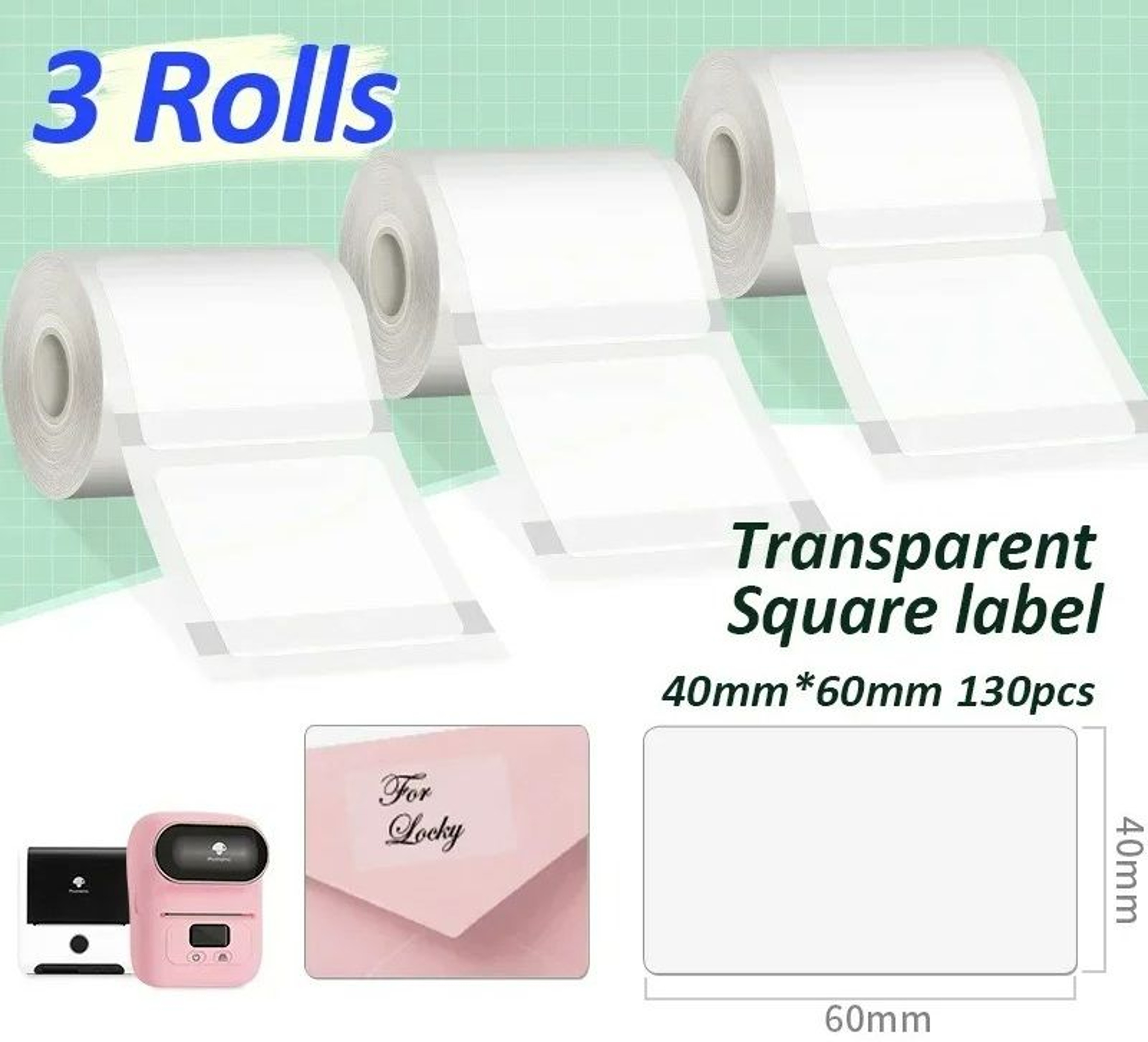 Transparent SelfAdhesive Thermal Label Rolls 3Pack 11