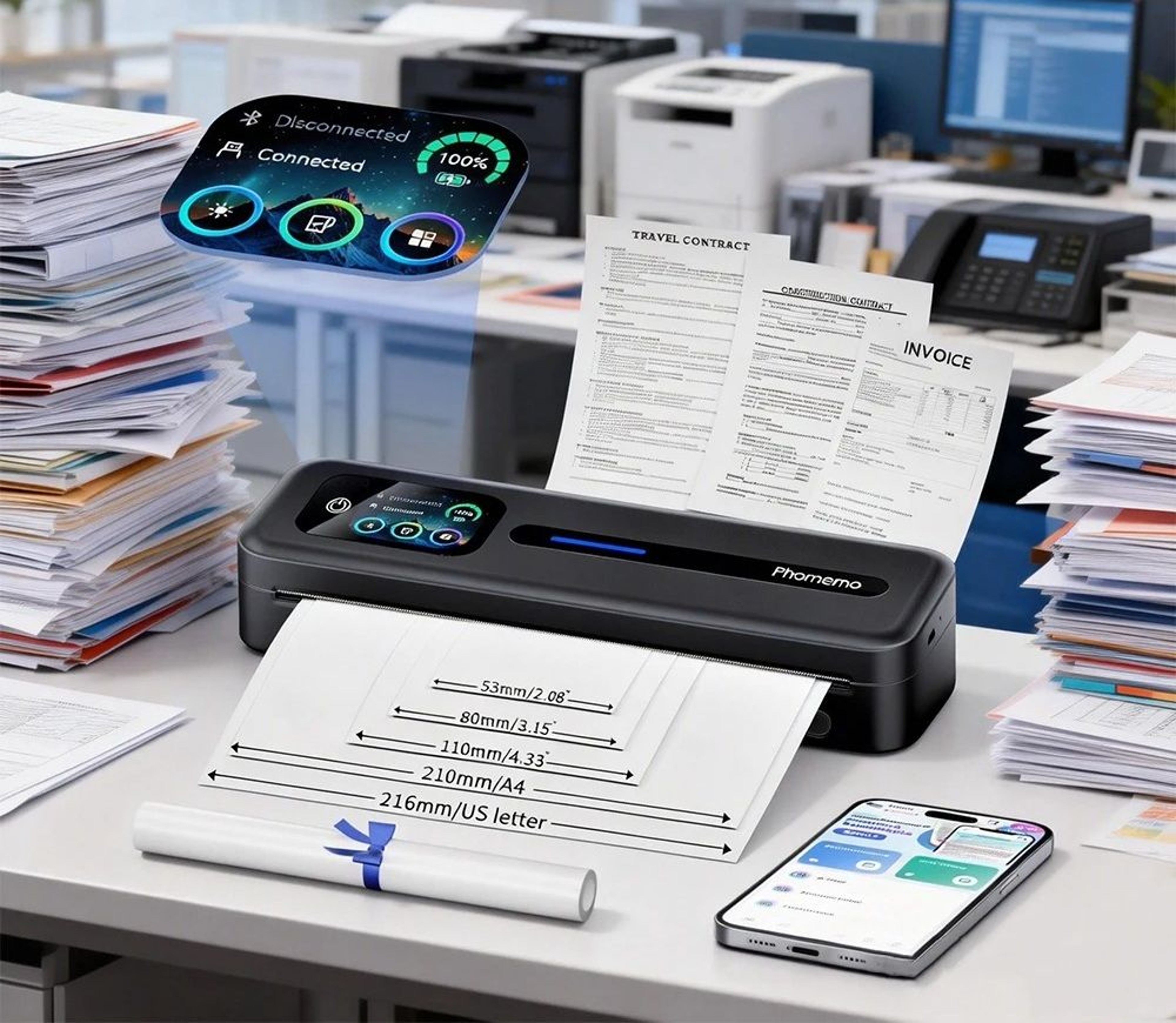 Touchscreen Portable Thermal Printer For A4  US Letter 0