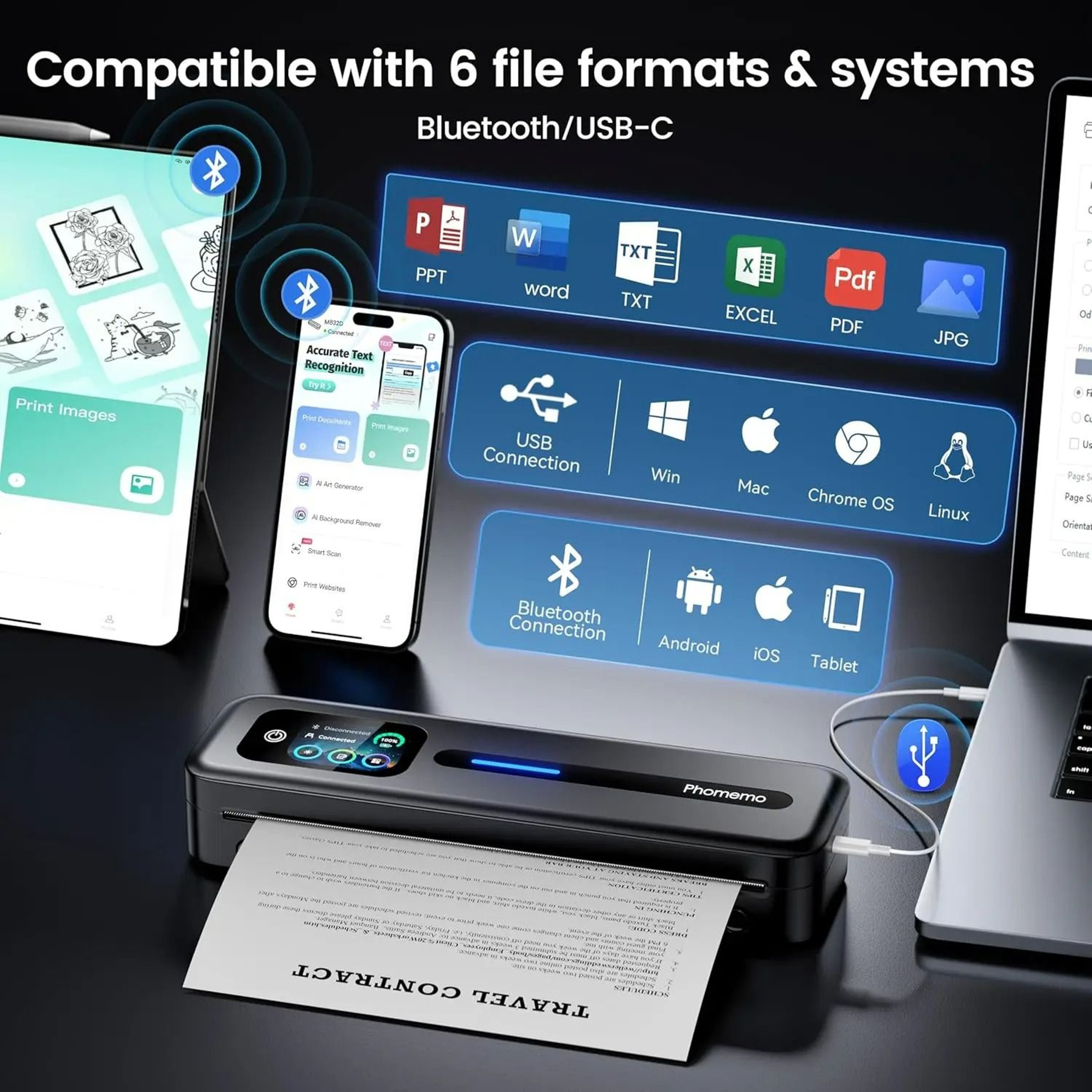 Touchscreen Portable Thermal Printer For A4  US Letter 4