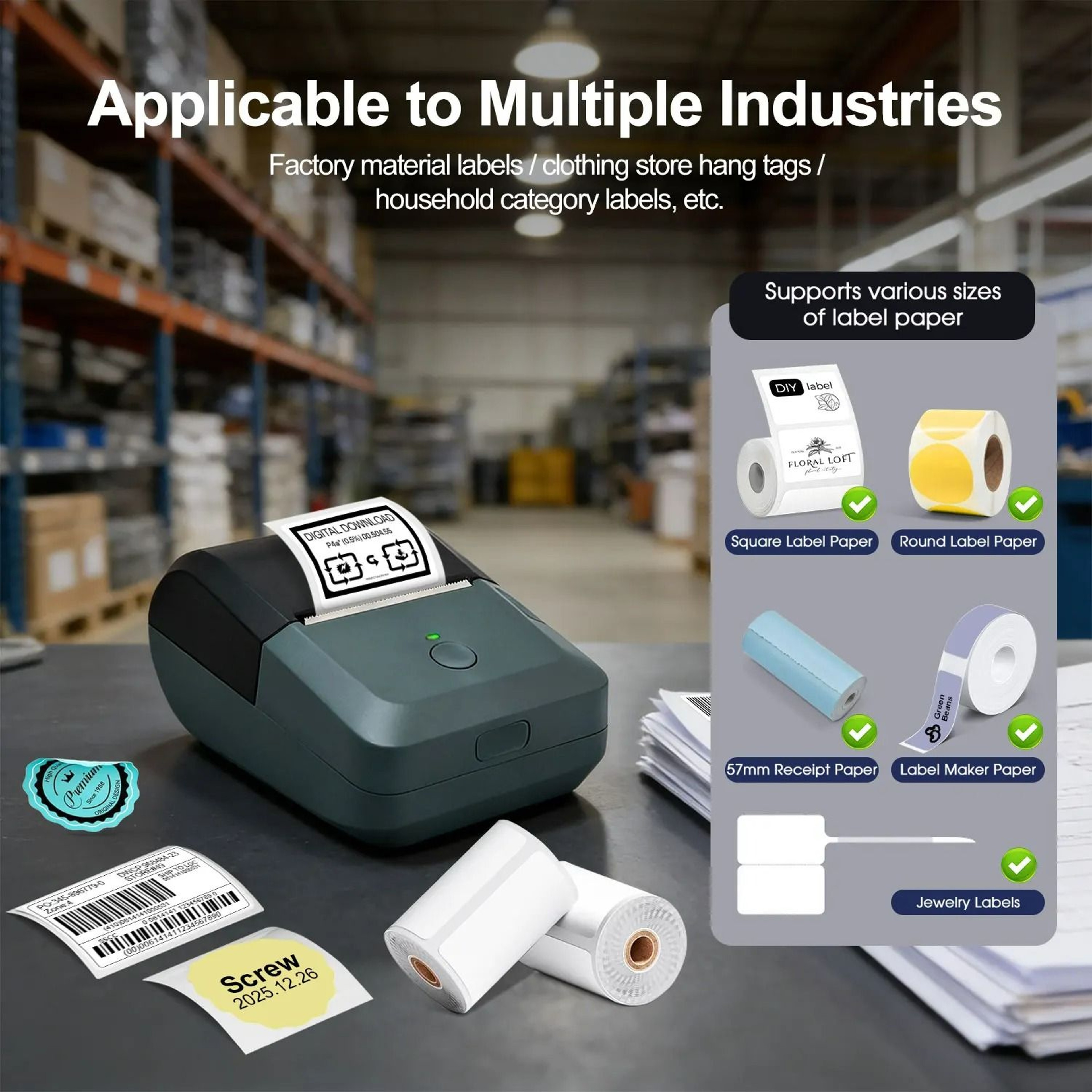 Wireless Inkless Thermal Label Maker For Retail Bakery  Inventory 3