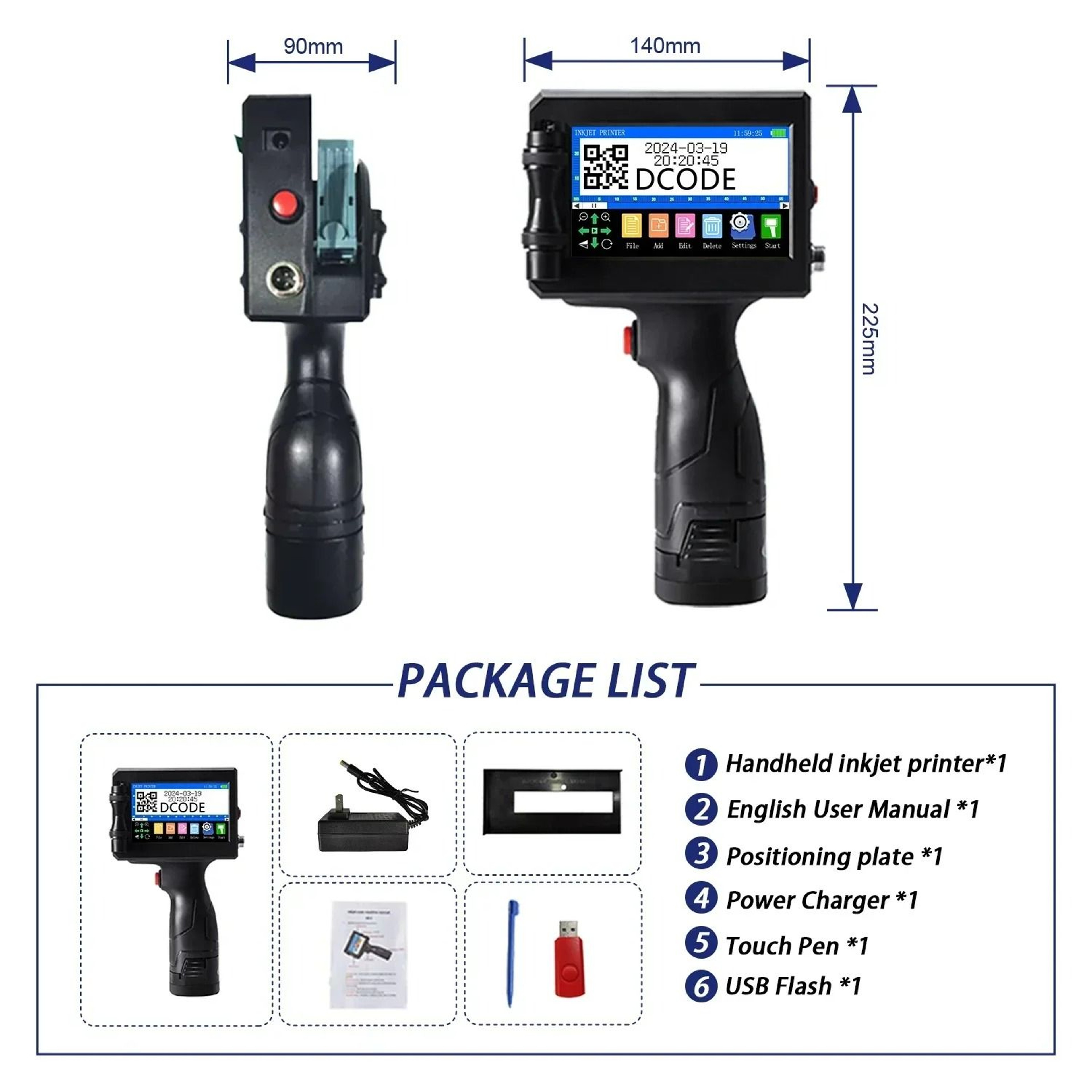 DualSize 127mm  254mm Portable Handheld Inkjet Coding Machine 5