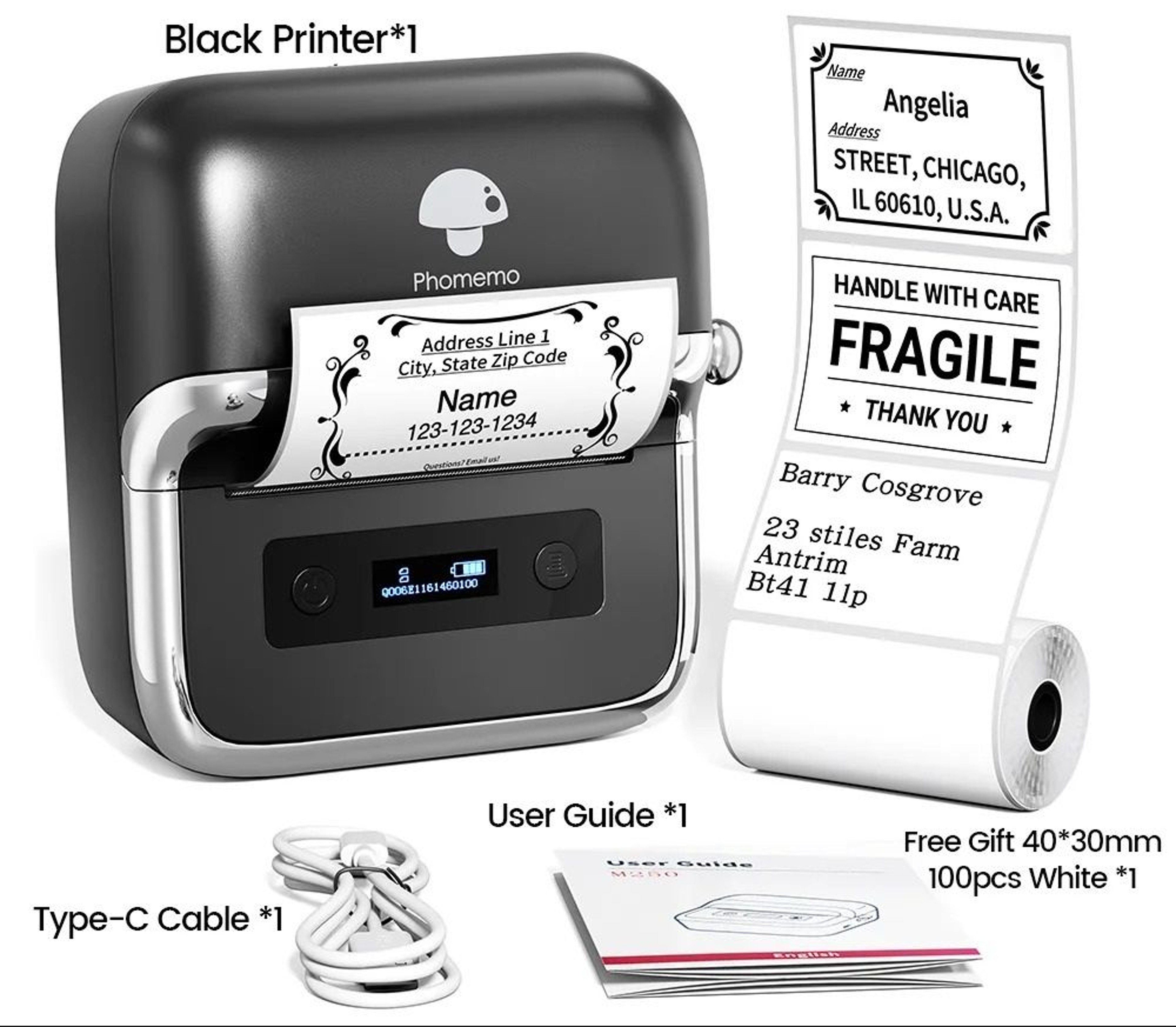 Wireless 75mm Portable Thermal Label  Barcode Maker 7