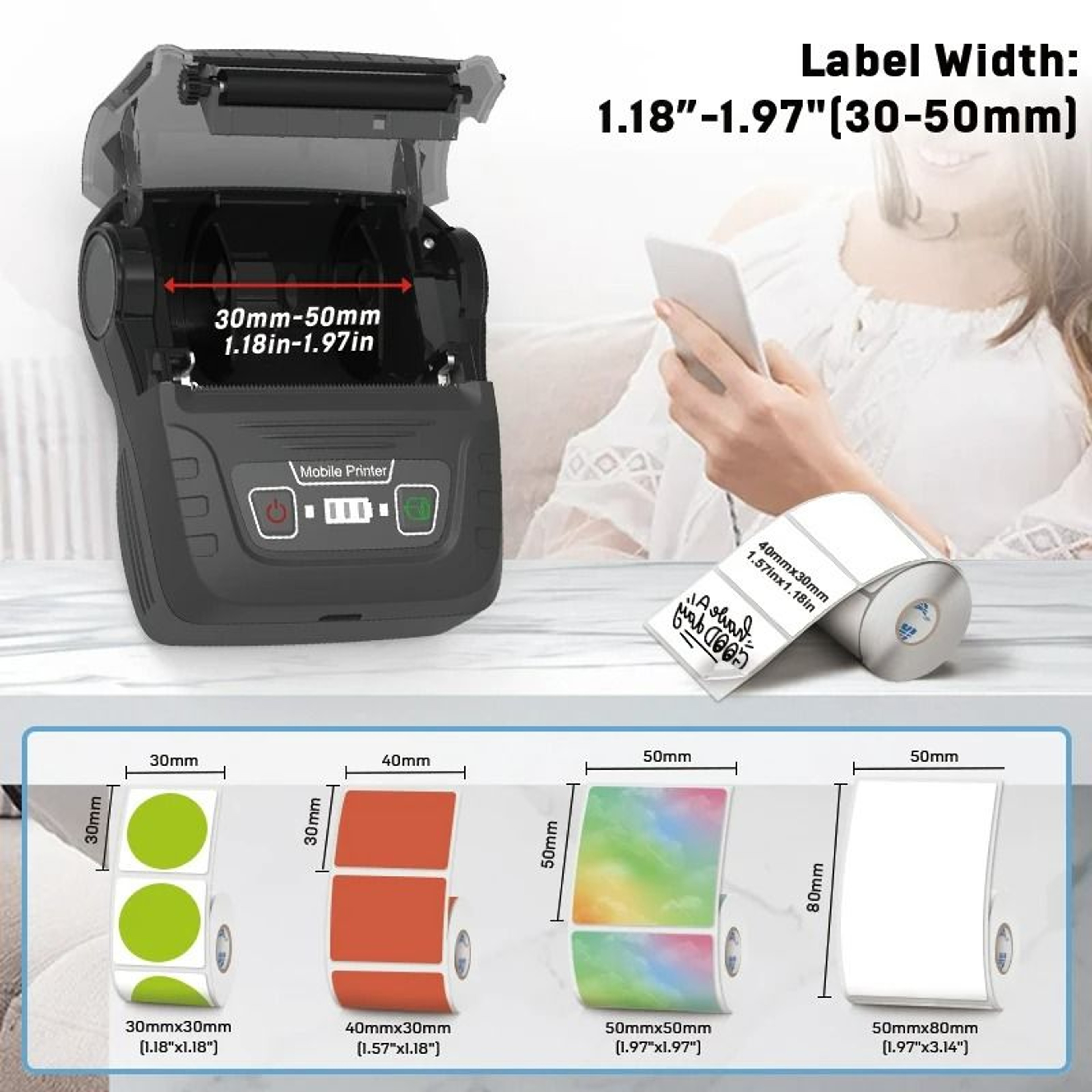 Wireless Bluetooth Thermal Label Maker With 3 Paper Rolls 3