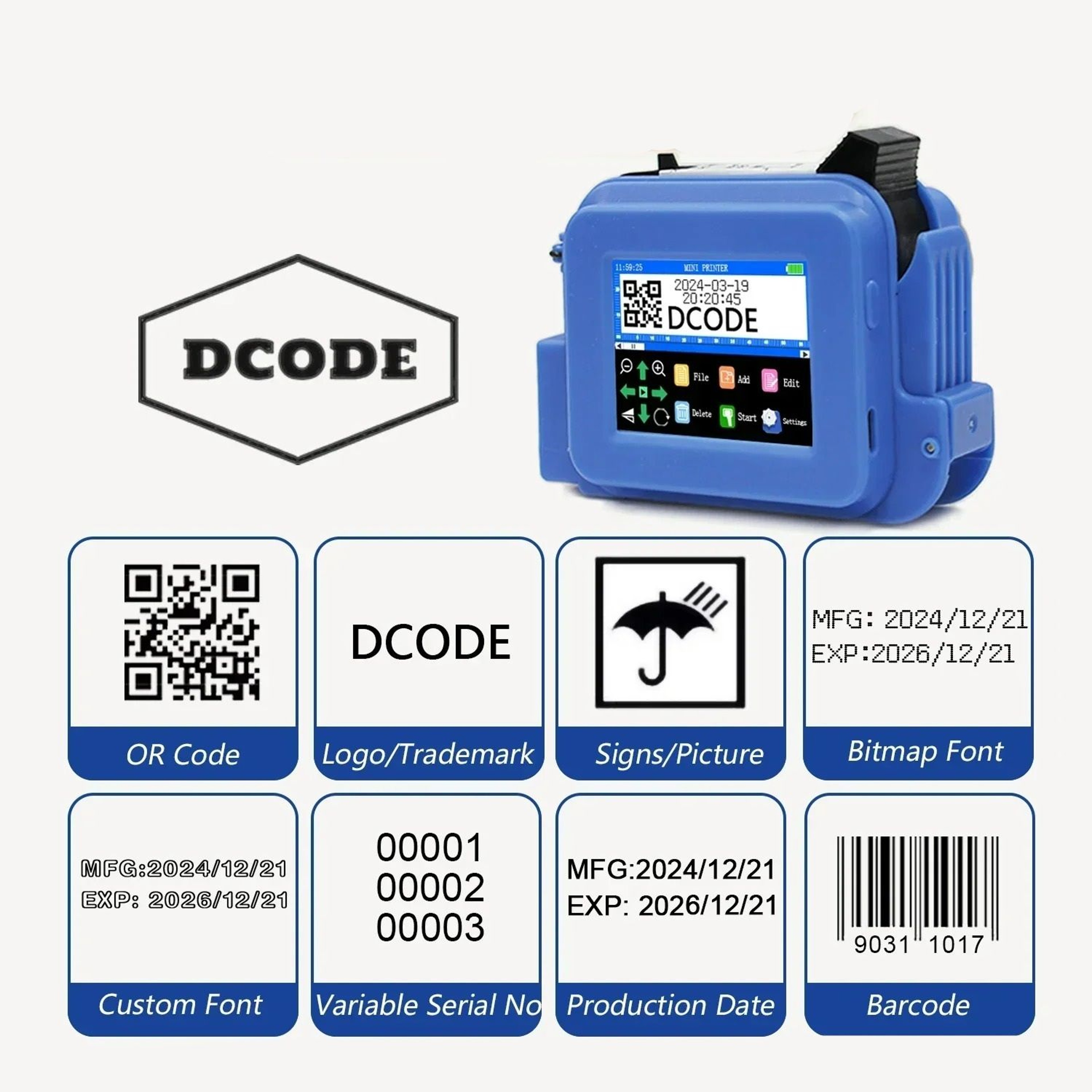 127 Mm Portable Handheld Thermal Inkjet Printer Coder 1