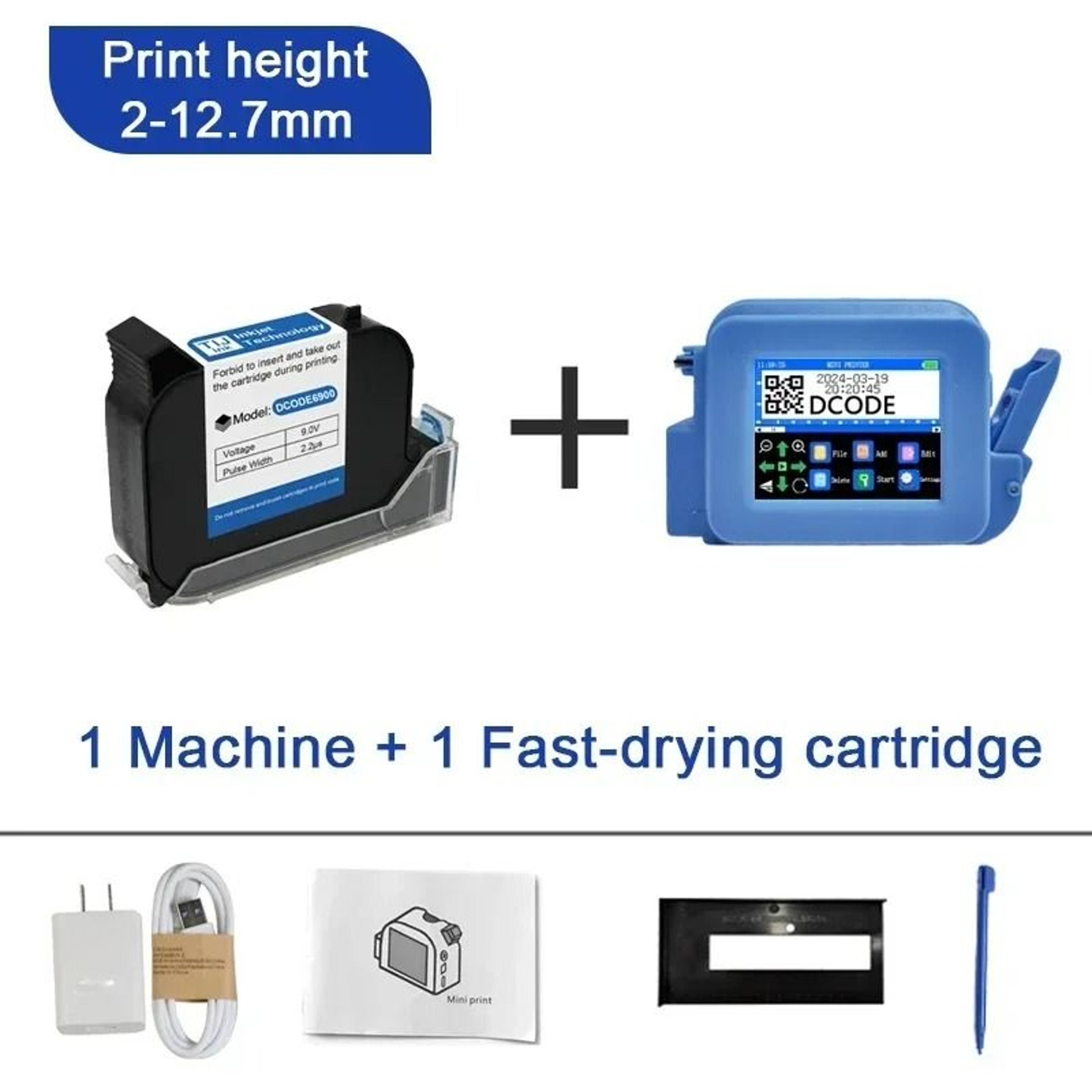 127 Mm Portable Handheld Thermal Inkjet Printer Coder 8