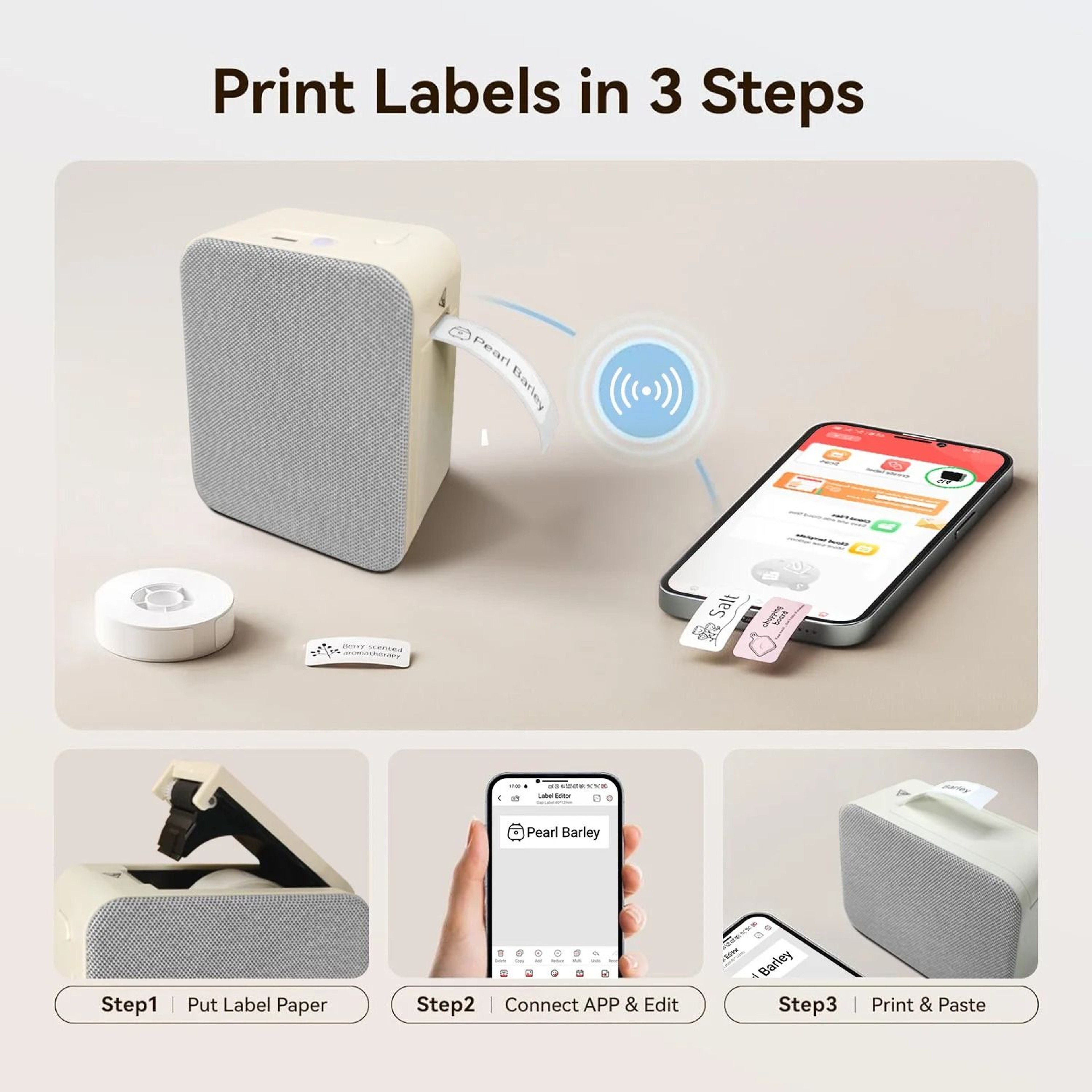 Elite Wireless Portable Thermal Label Maker With SelfAdhesive Label Roll 3