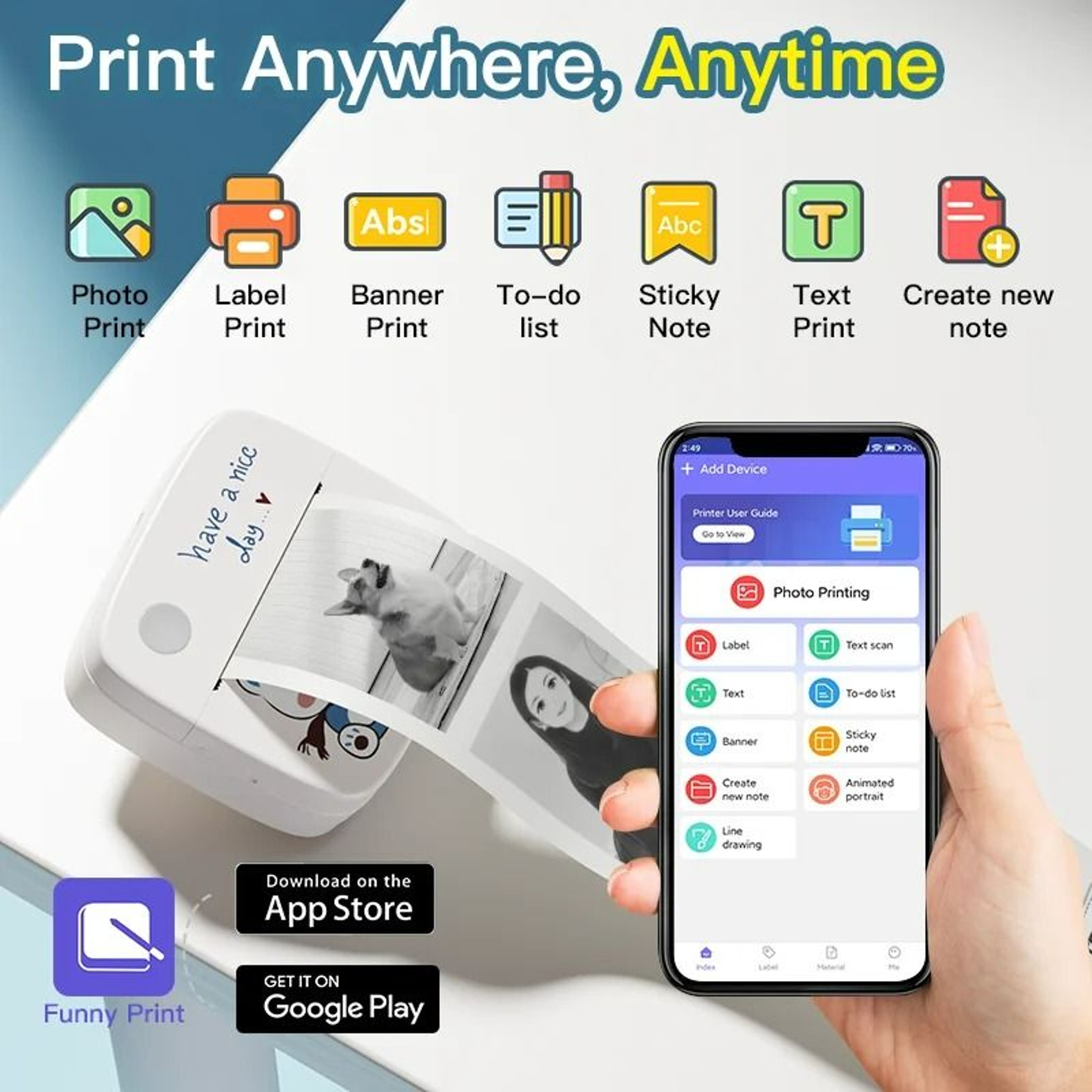 Portable Mini Wireless Pocket Thermal Printer Set 1