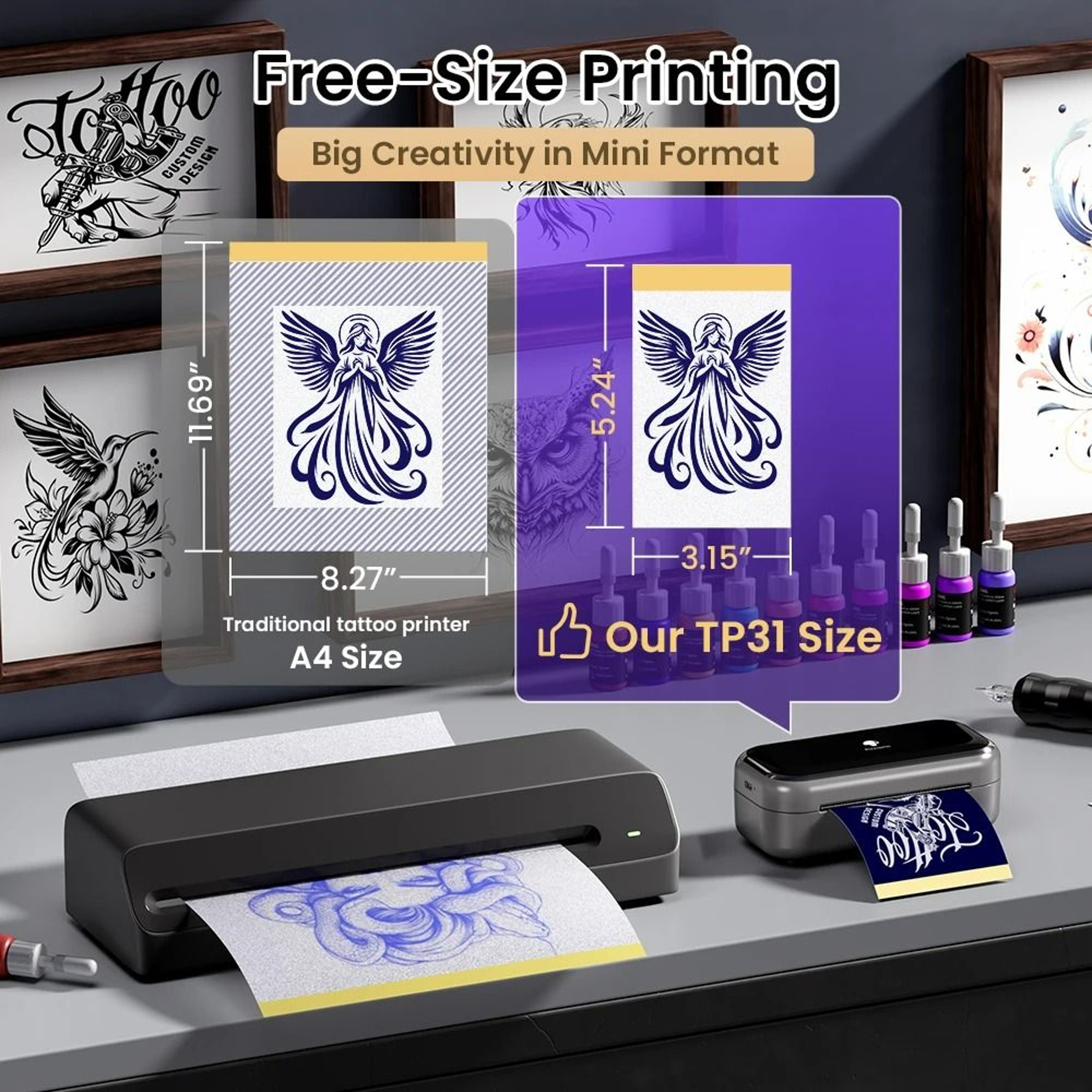 Portable Mini Bluetooth Tattoo Stencil Printer Set 1