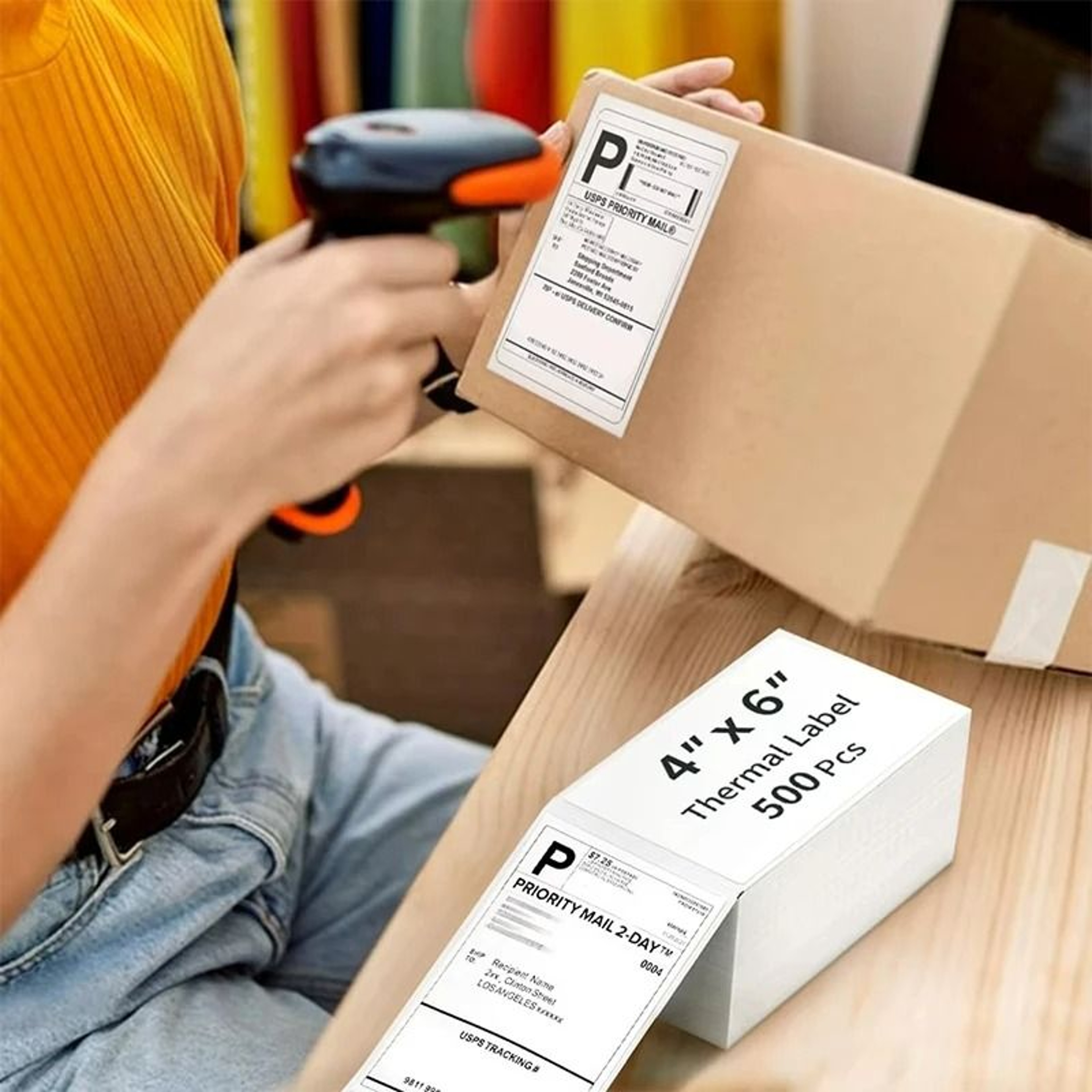 Fanfold Thermal Shipping Label Stack Set 100 Sheets  500 Sheets 5