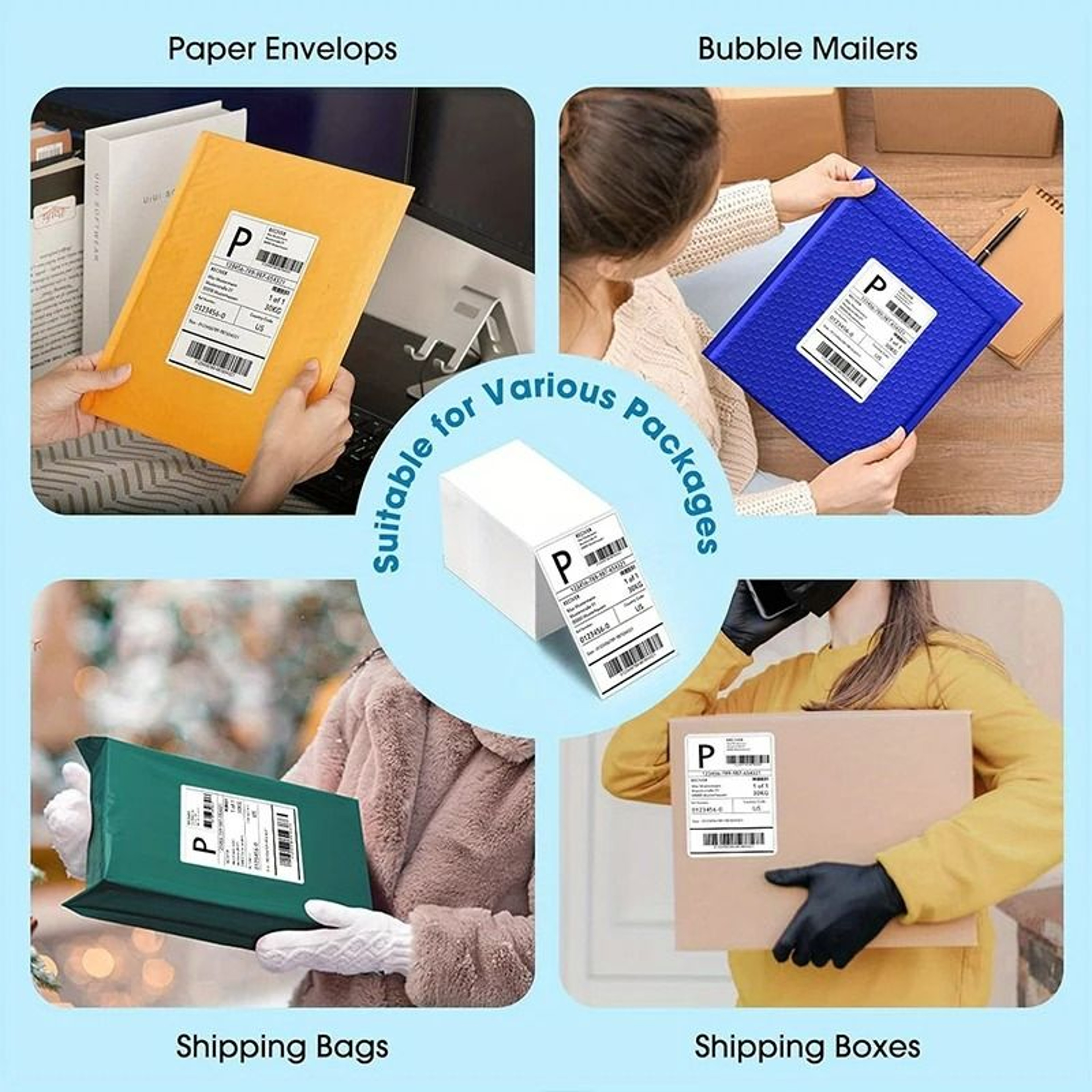 Fanfold Thermal Shipping Label Stack Set 100 Sheets  500 Sheets 4
