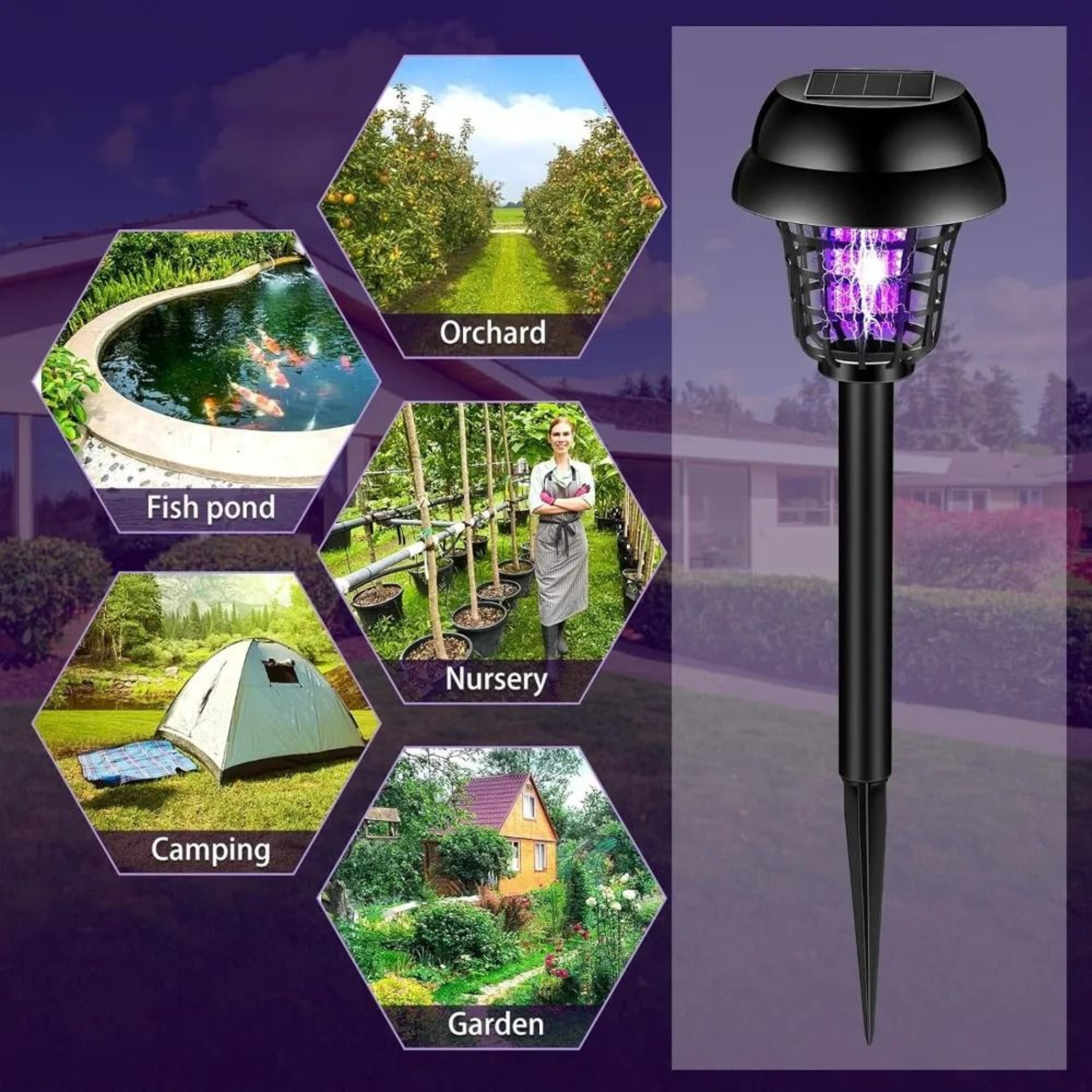 Solar Outdoor Waterproof Bug Zapper  Mosquito Killer Lamp 4Pack 5