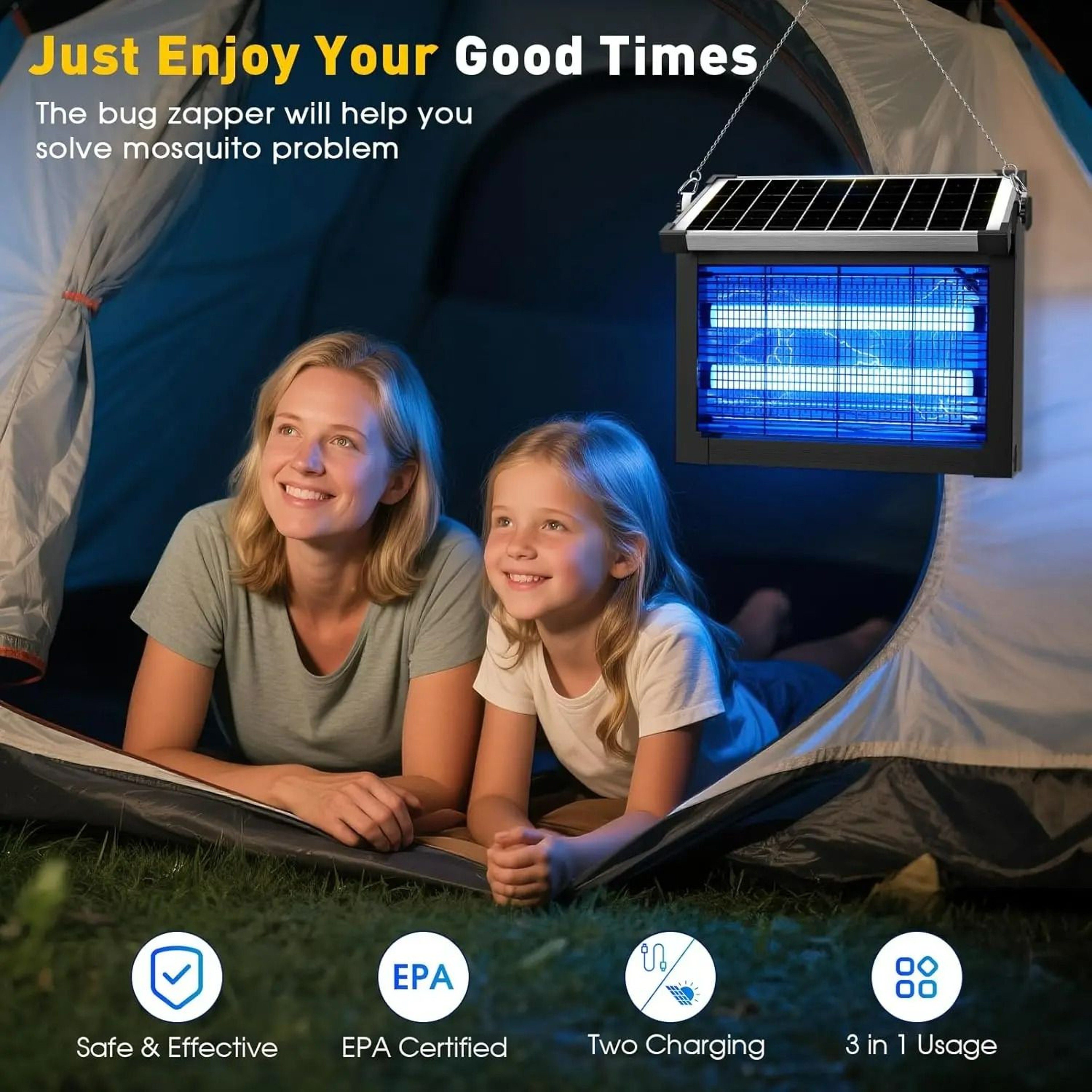 Outdoor Waterproof Portable Solar Mosquito Trap  Bug Zapper 5