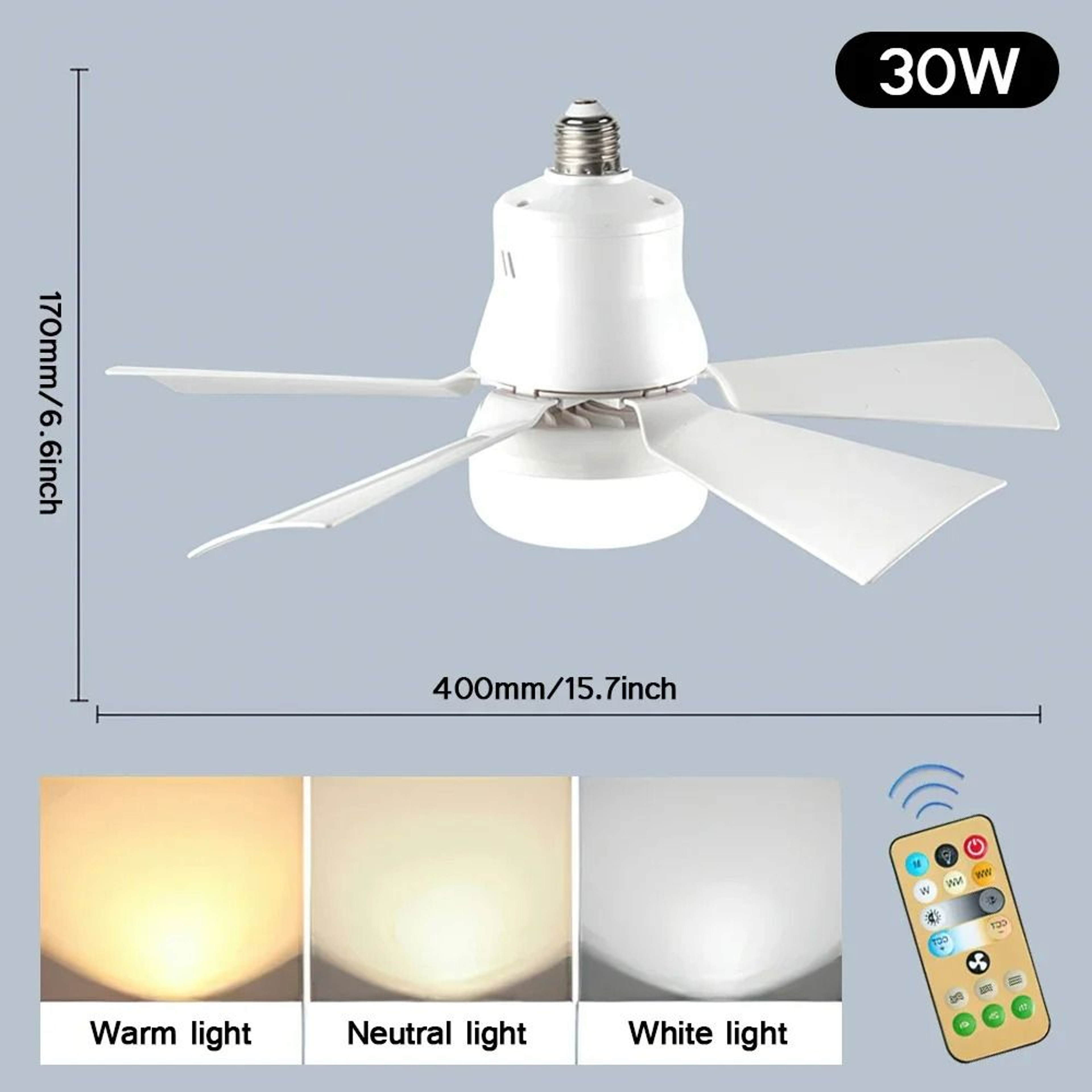 E27 Socket Silent Electric Ceiling Fan Light With Remote Control 7