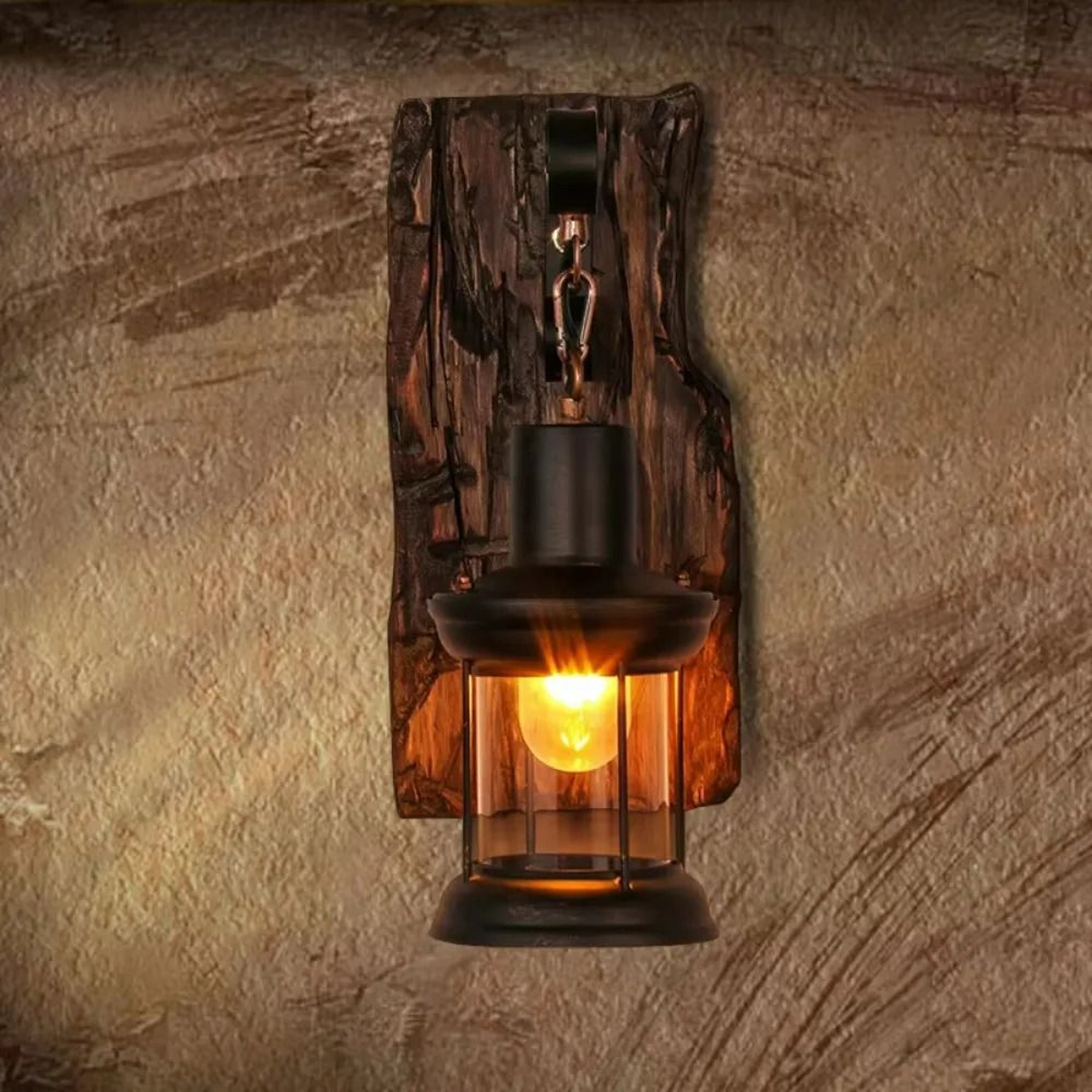 Industrial Vintage Metal Glass  Wood Base Wall Sconce 4
