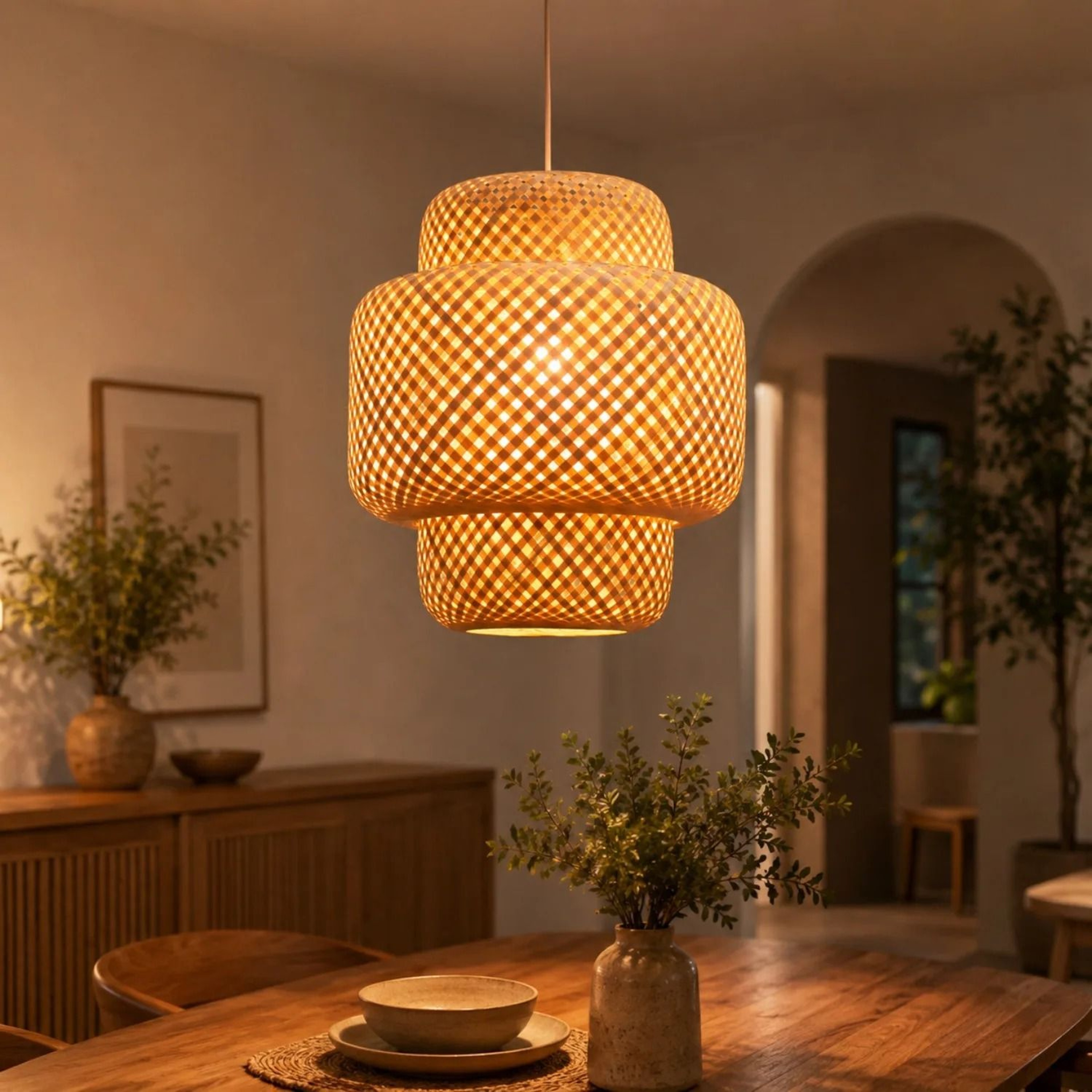 Bamboo Lantern Handcrafted Pendant Light 3