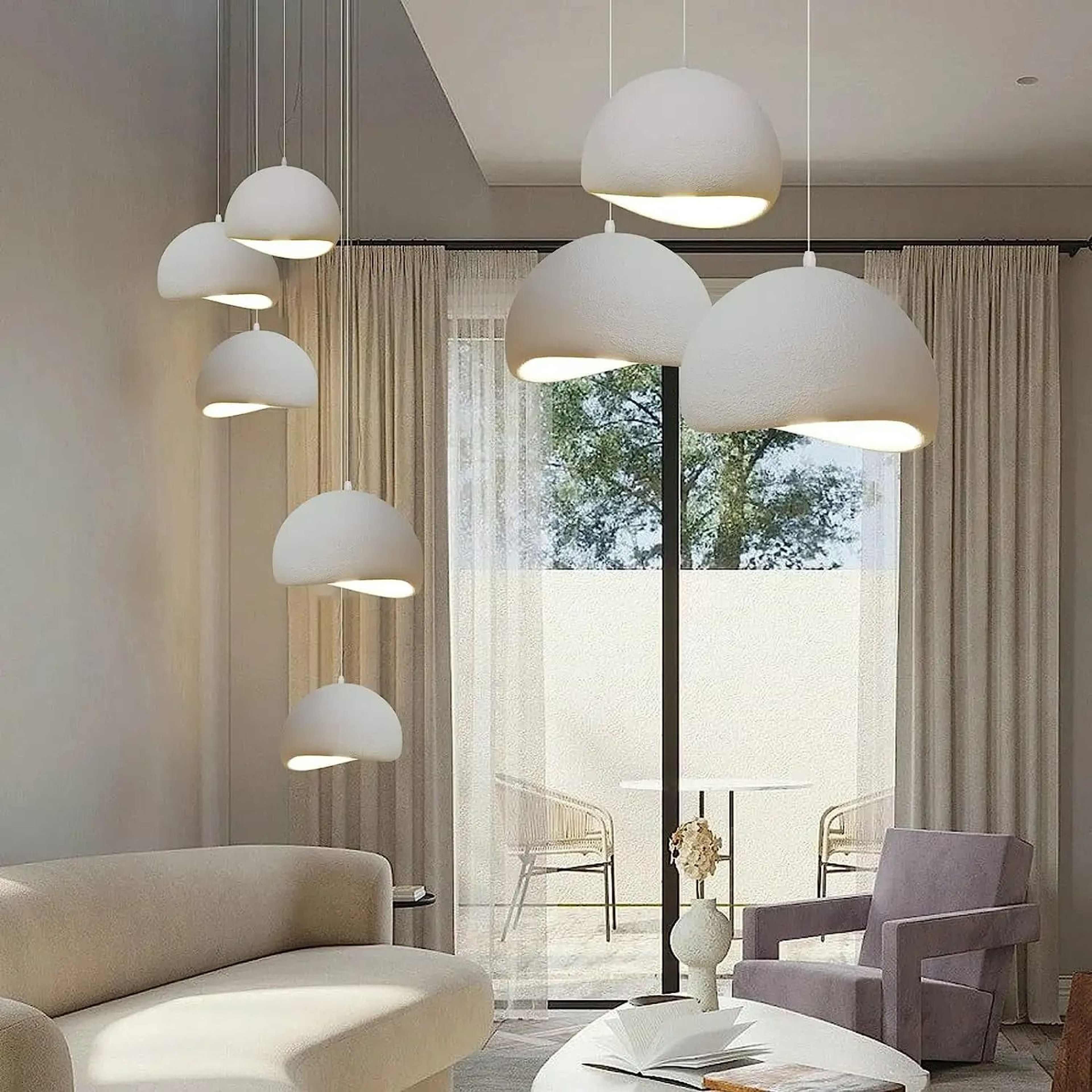 Nordic Japanese Handmade Oval Resin Dome Chandelier 1