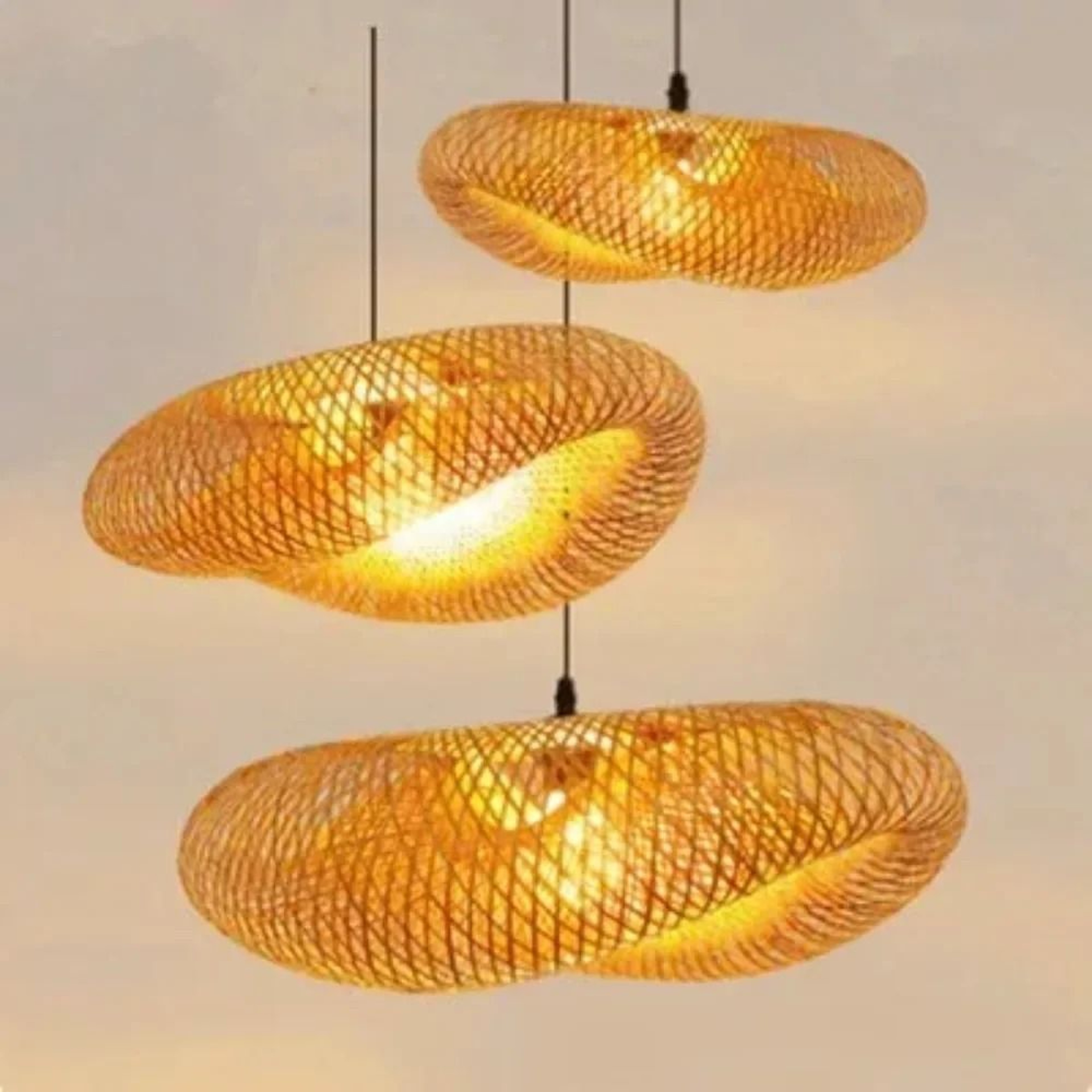 Woven Bamboo Natural Modern Pendant Light 3
