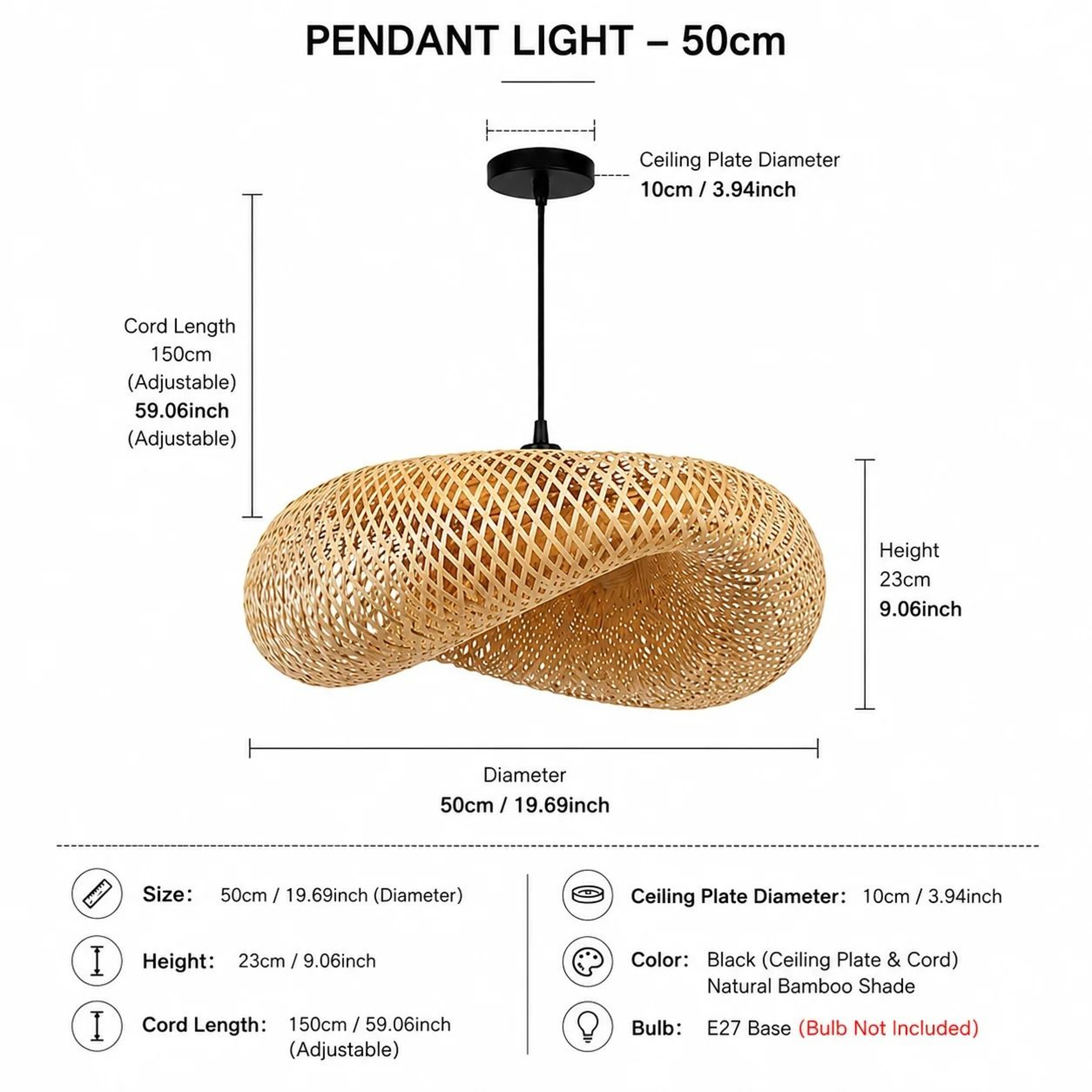 Woven Bamboo Natural Modern Pendant Light 8