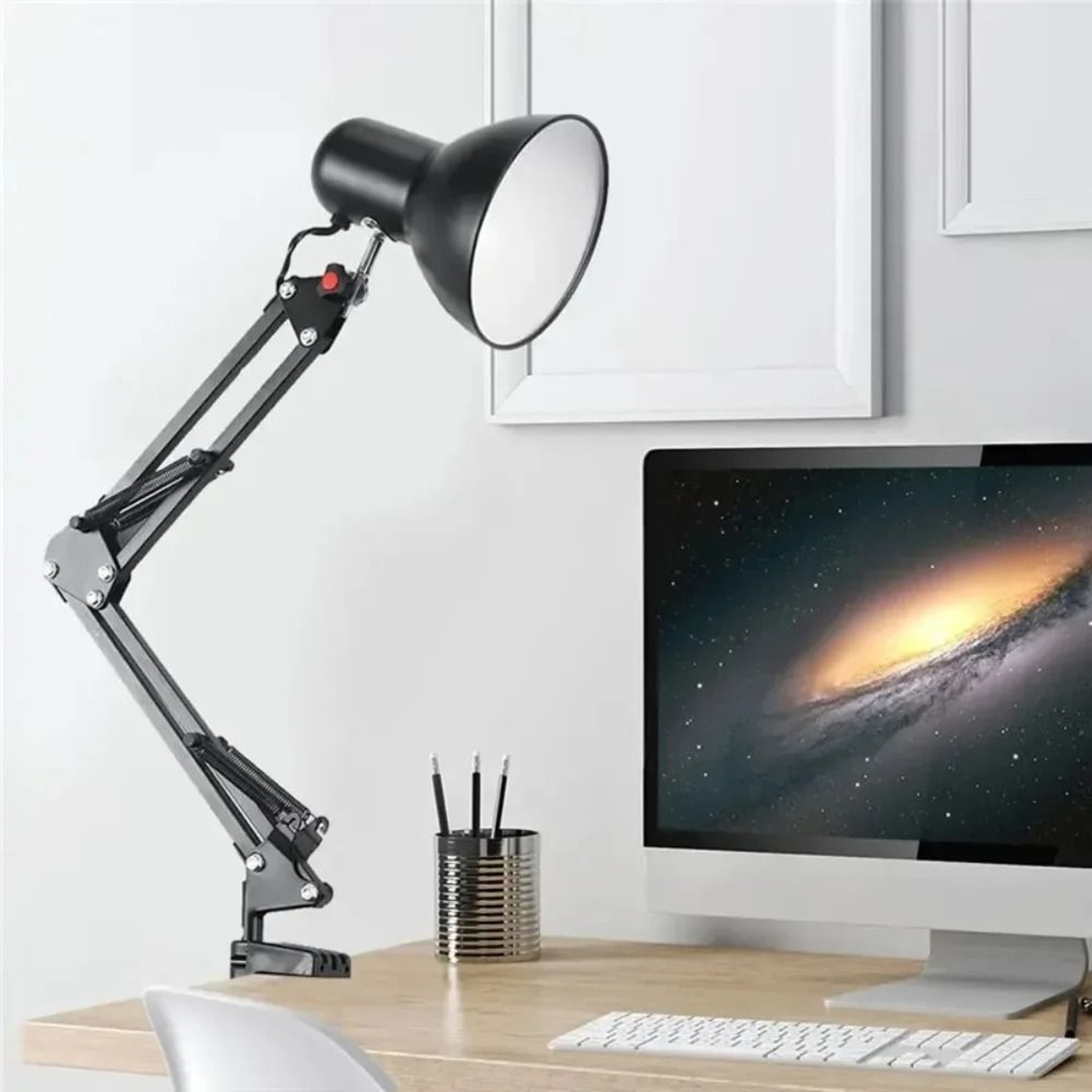 Modern Elegant Feather Table Lamp E27 Drum Shade Bedside Night Light 0