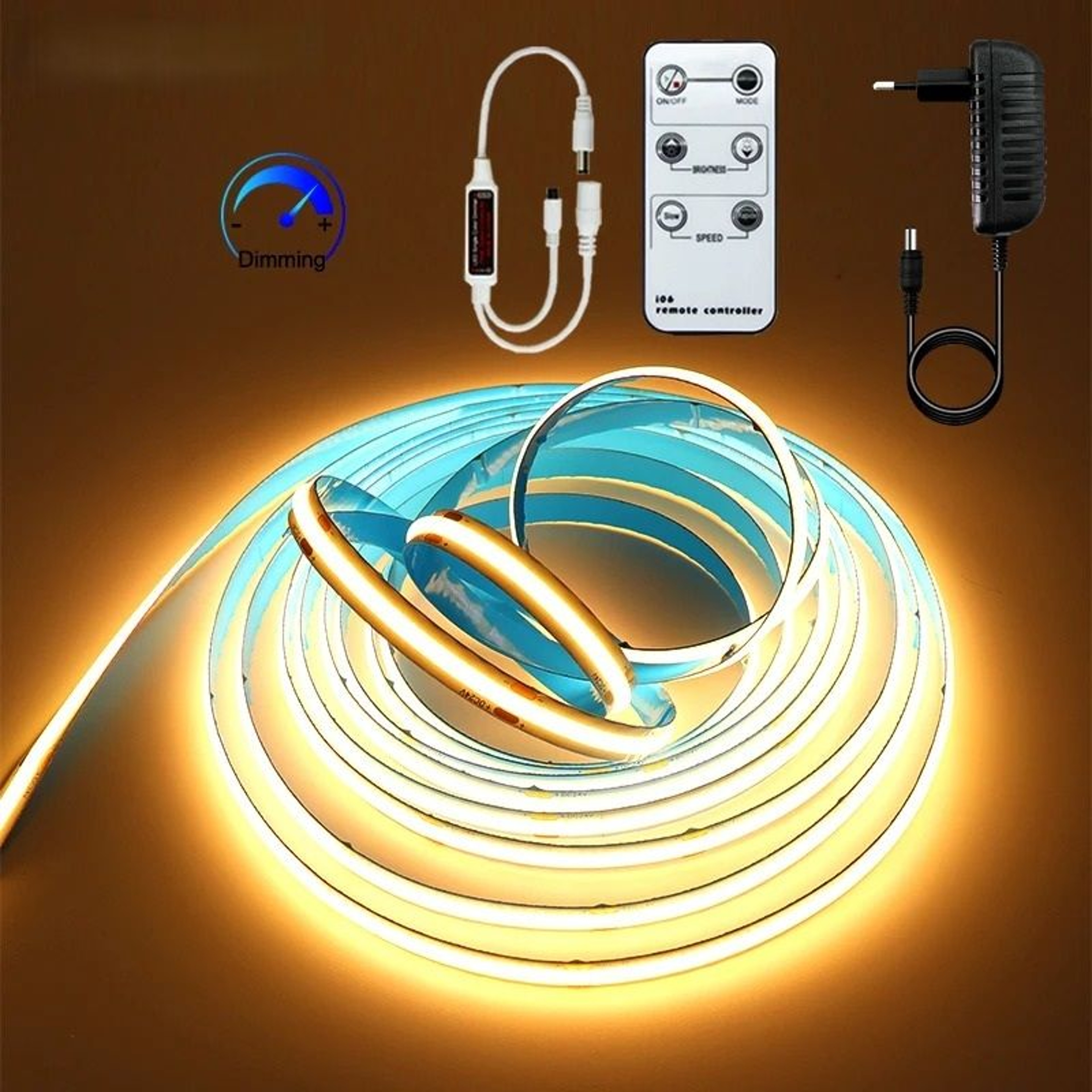 24V COB LED Strip Light 320 LEDsm High Brightness Linear Dimmable 8mm 0