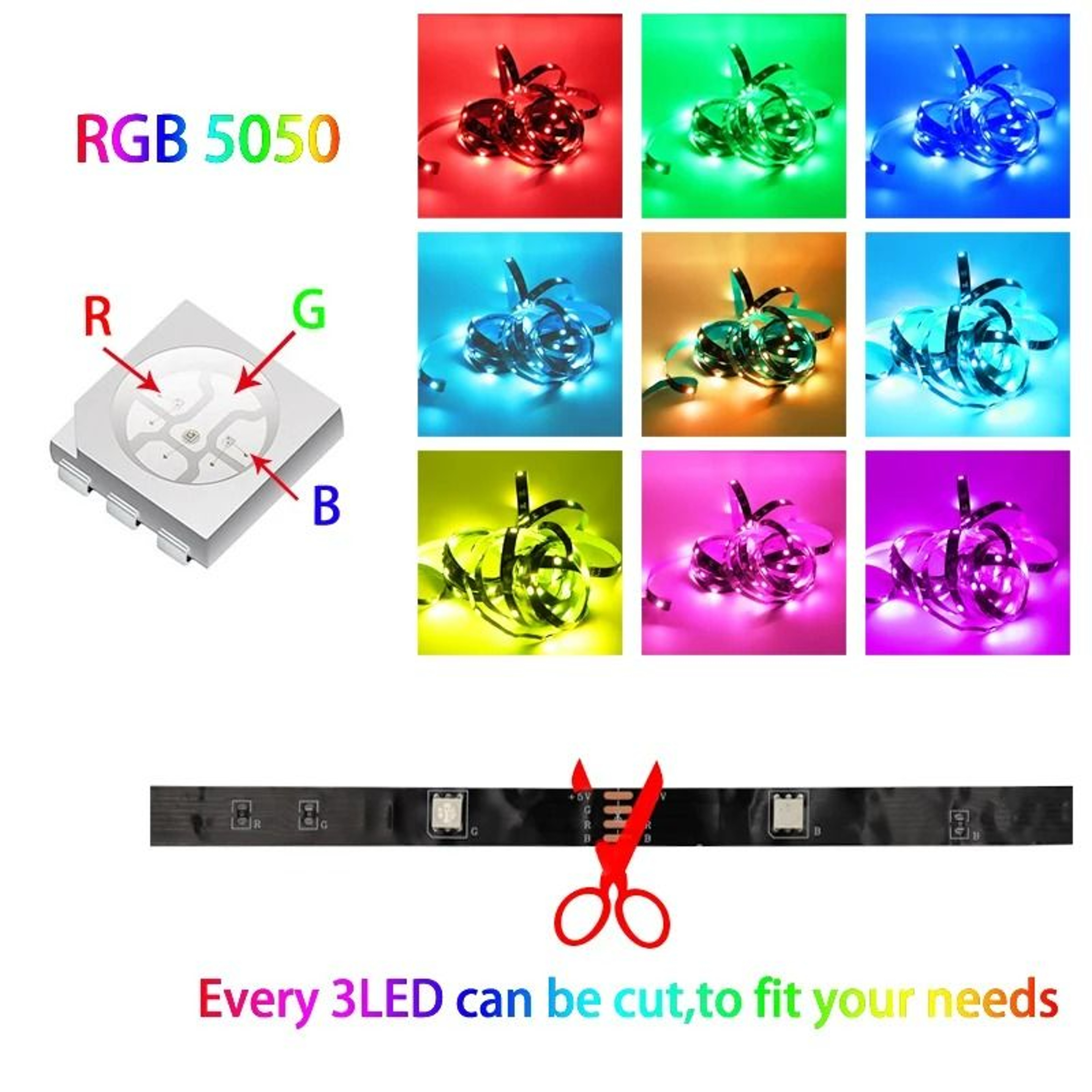 Elite Flexible 5050 USB RGB LED Strip Light With 3Key Controller 2