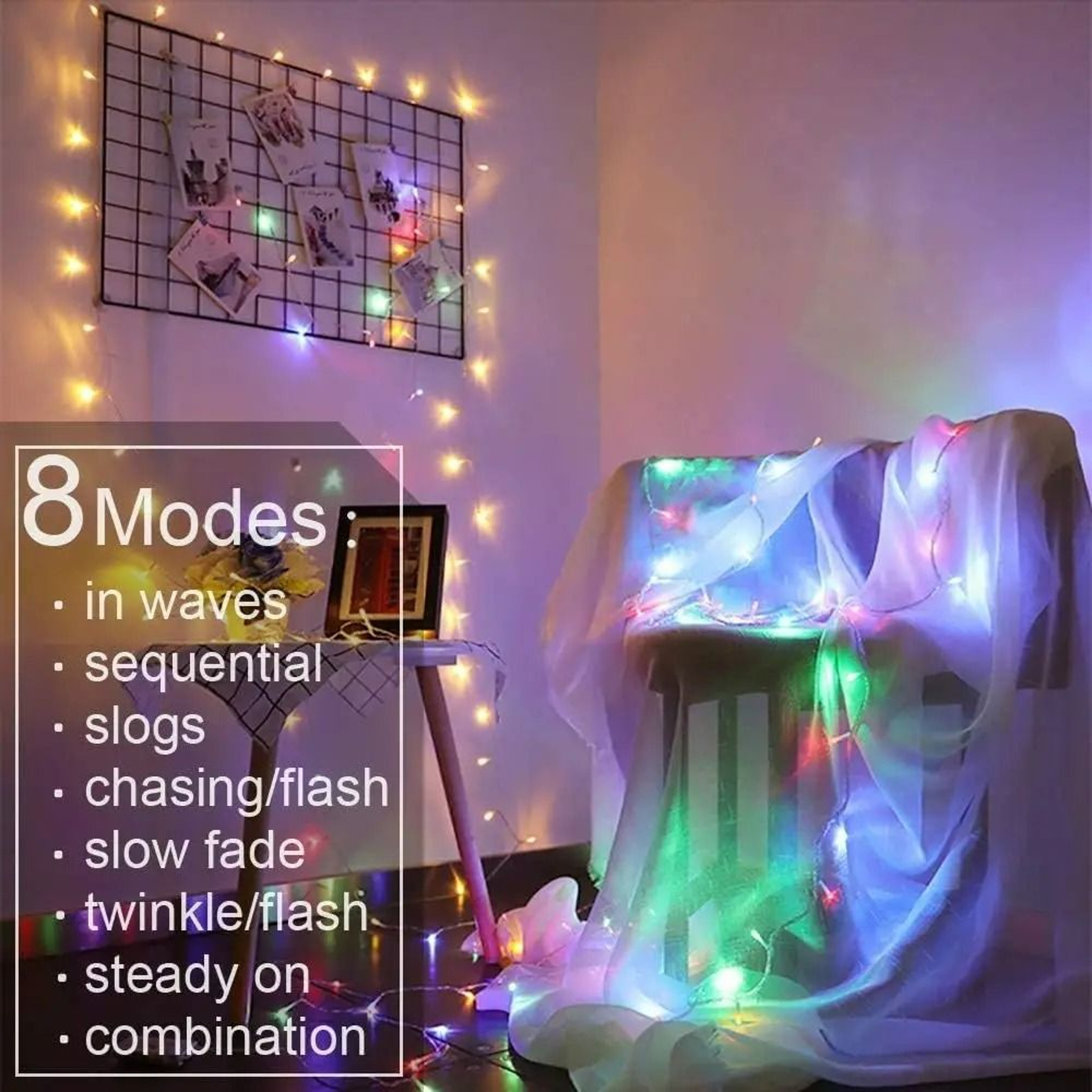 300 LED Curtain Fairy Lights With Remote 3