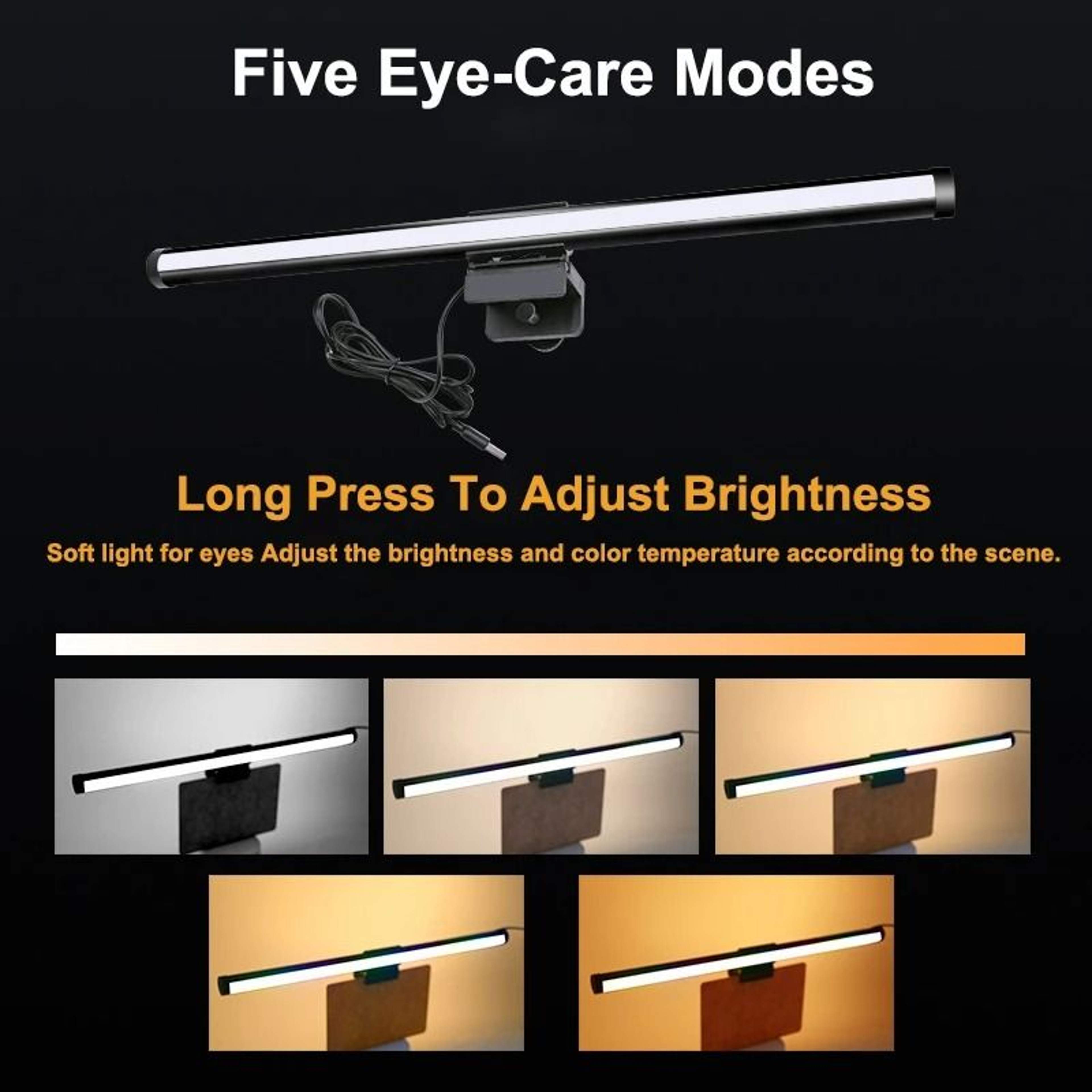 EyeCare LED Computer Monitor Light Bar Stepless Dimming Desk Lamp 5