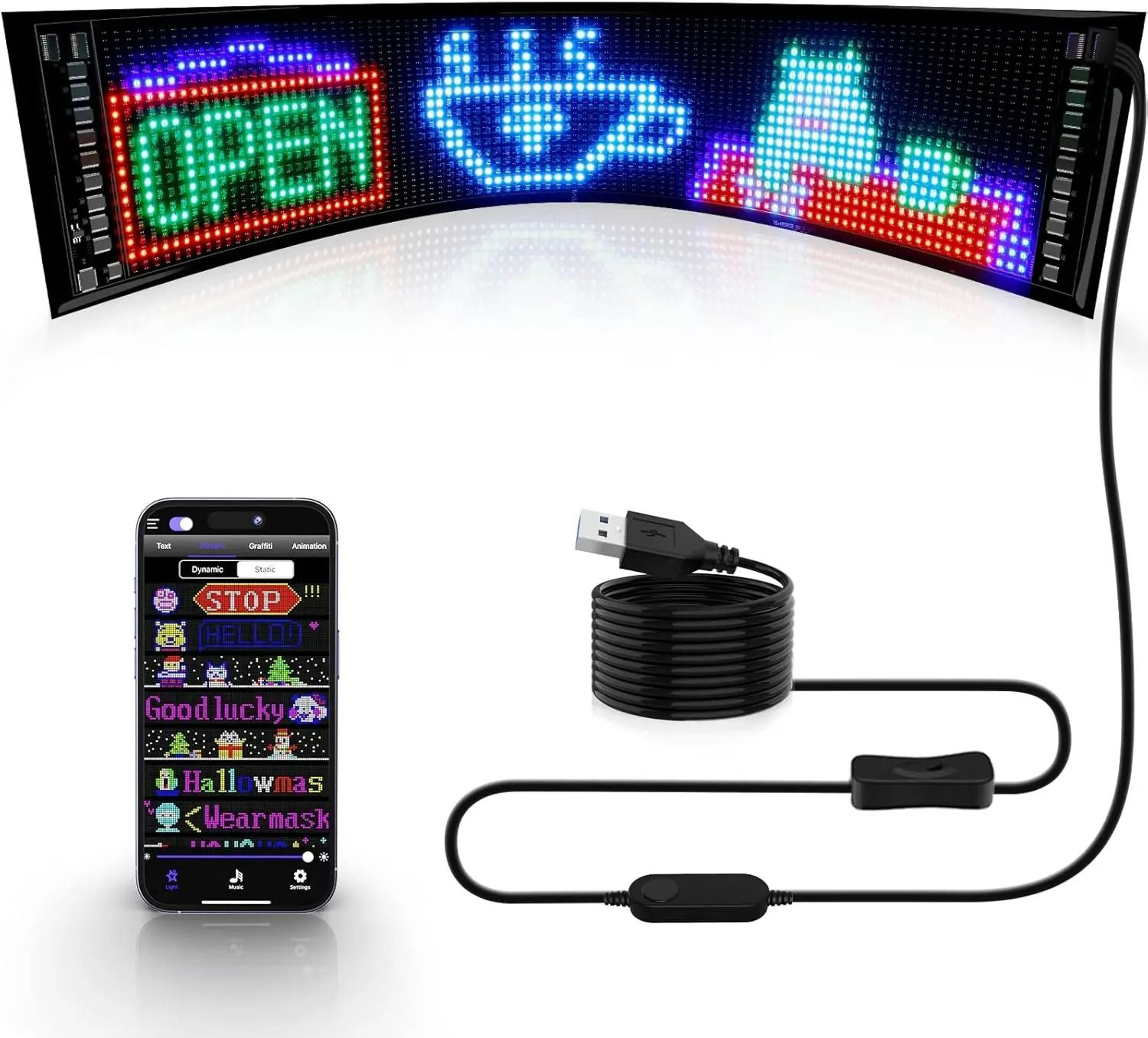 Programmable Flexible RGB LED Matrix Panel Scrolling Text  Animation Display With Mobile App 1