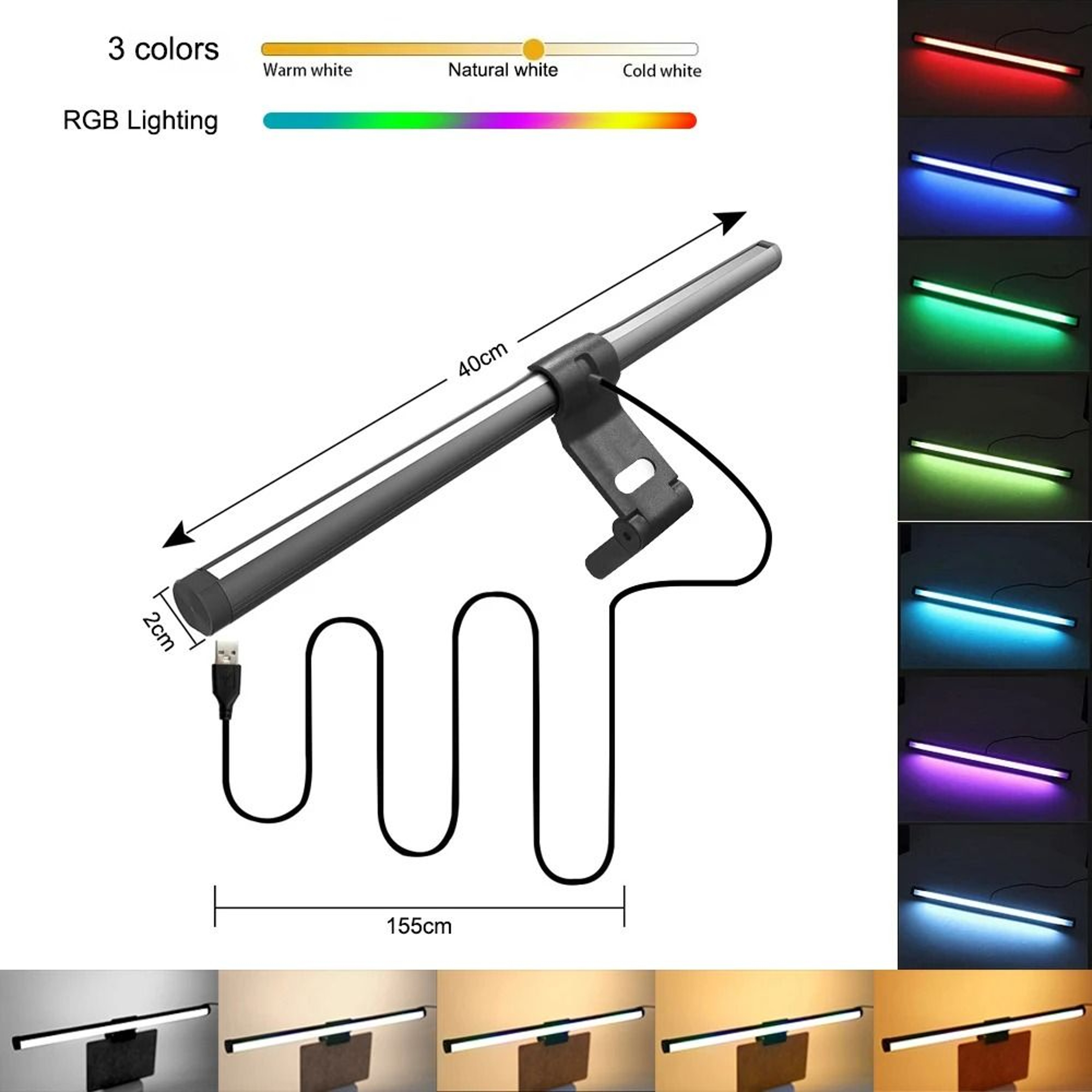 Monitor Light Bar LED Computer Screen Hanging Lamp With RGB Atmosphere 7