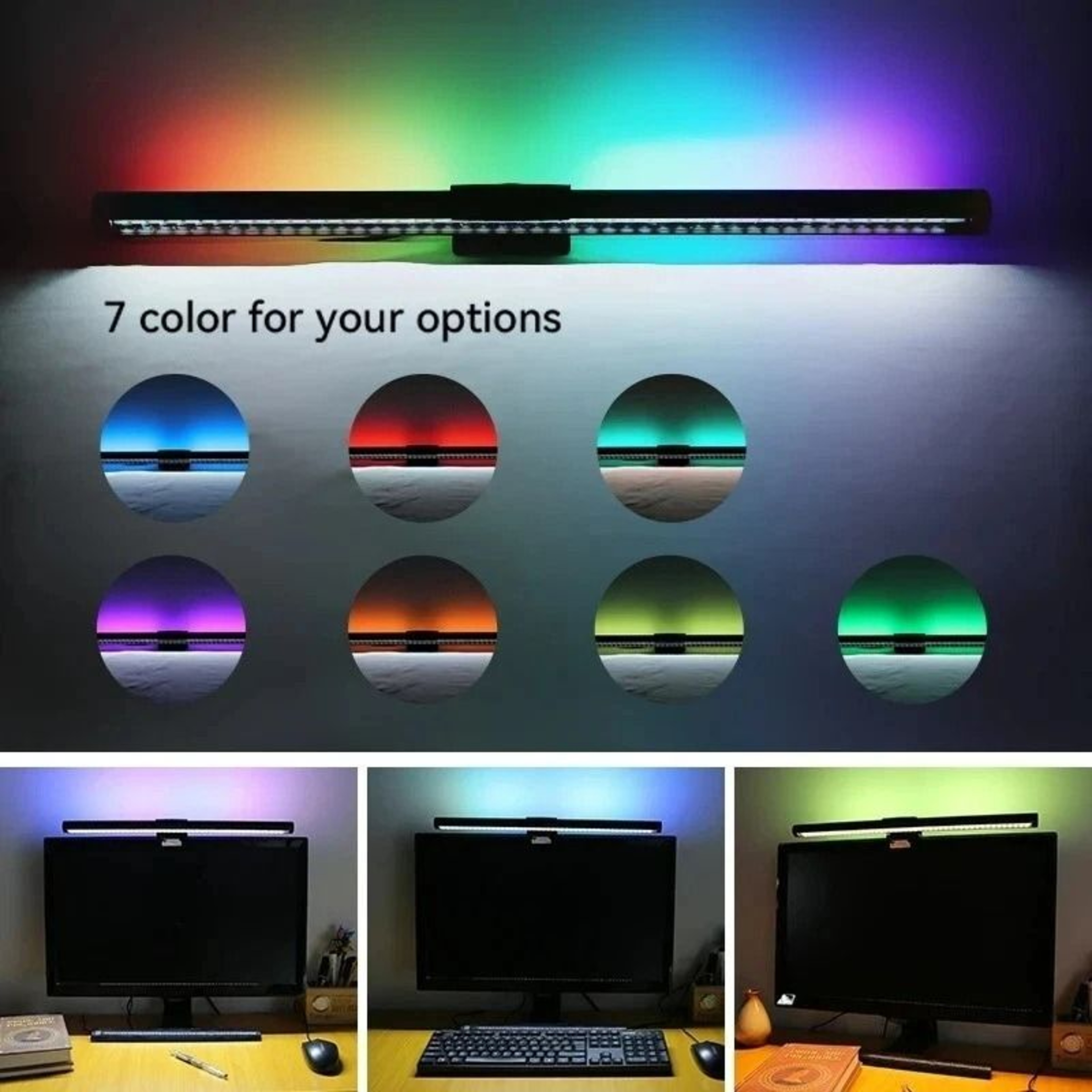 RGB LED Monitor Light Bar USB Powered Stepless Dimmable Eye Protection Screen Lamp 2