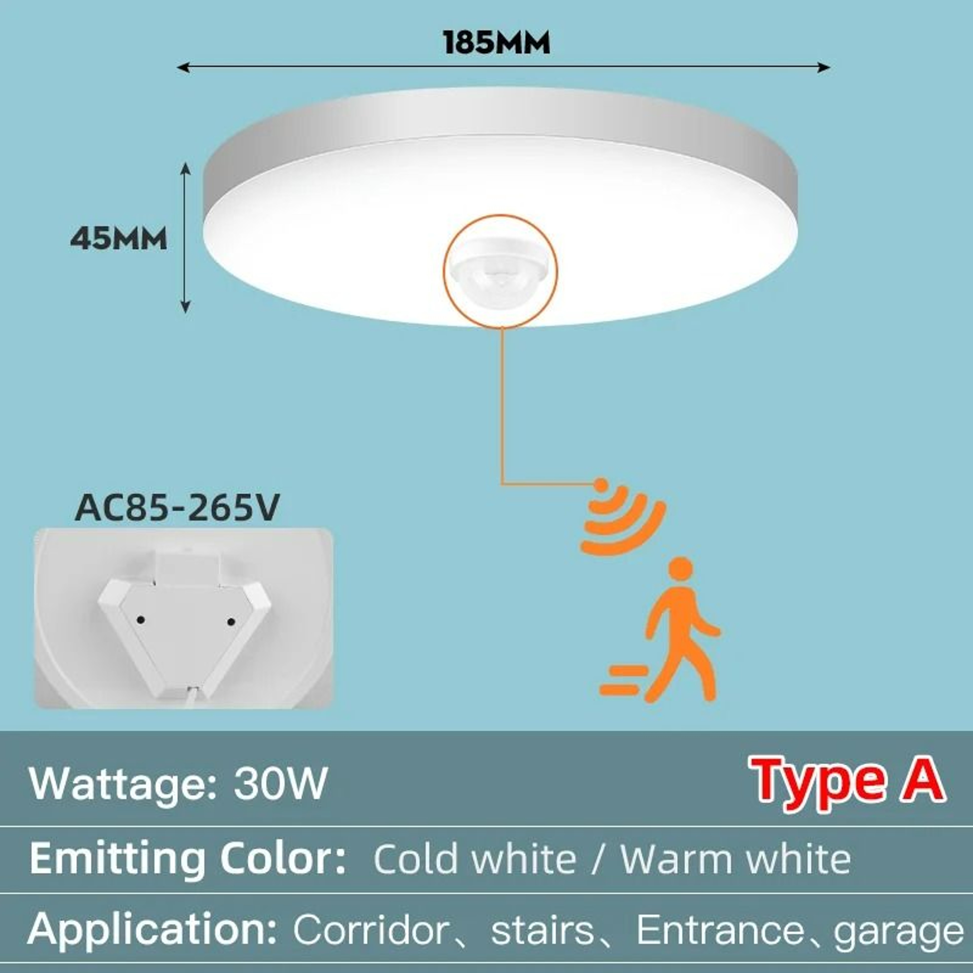 Motion Sensor LED Ceiling Light IP44 Waterproof Smart Night Lamp 14