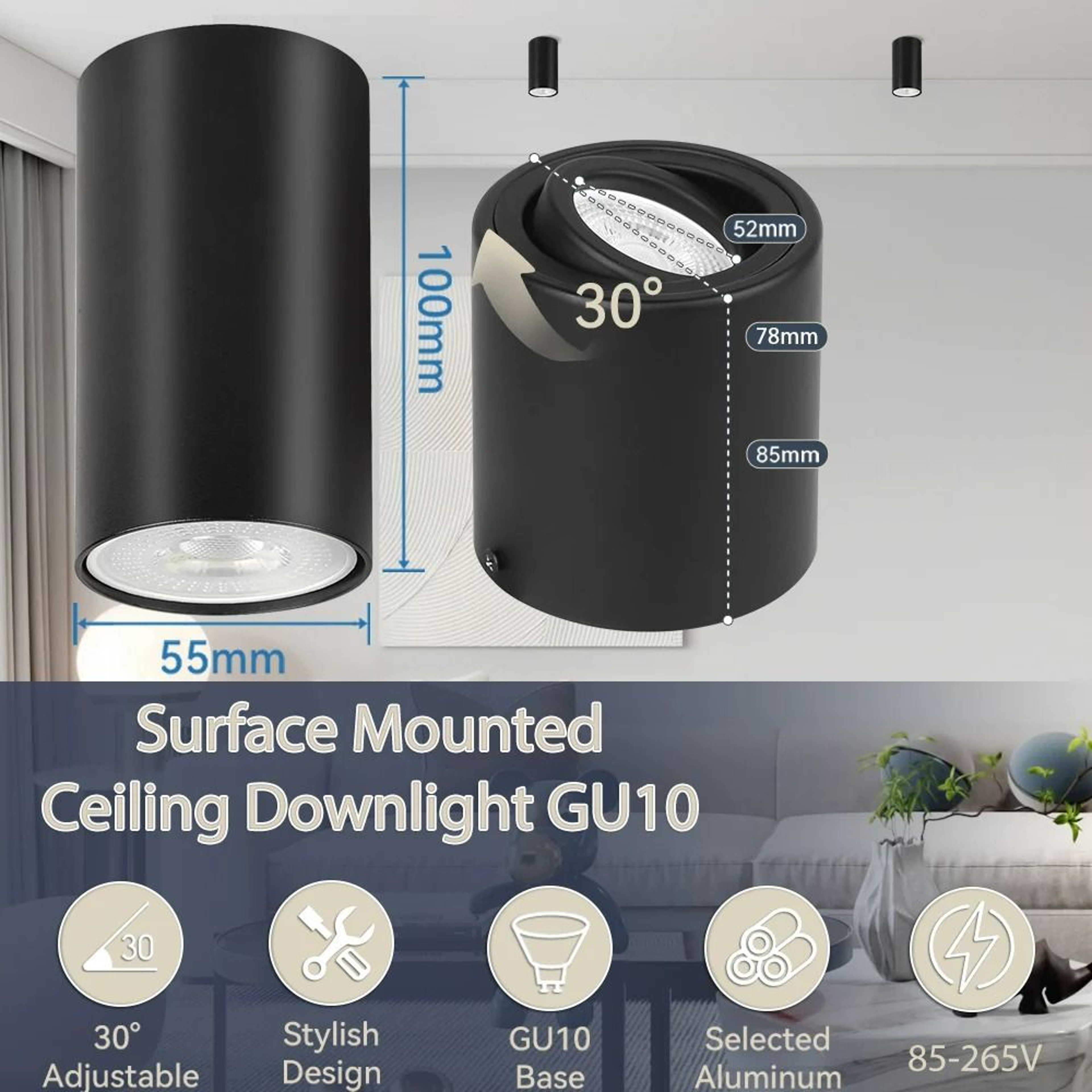 Replaceable Bulb Downlights GU10 Kitchen Spotlight  LED Ceiling Fixture 2