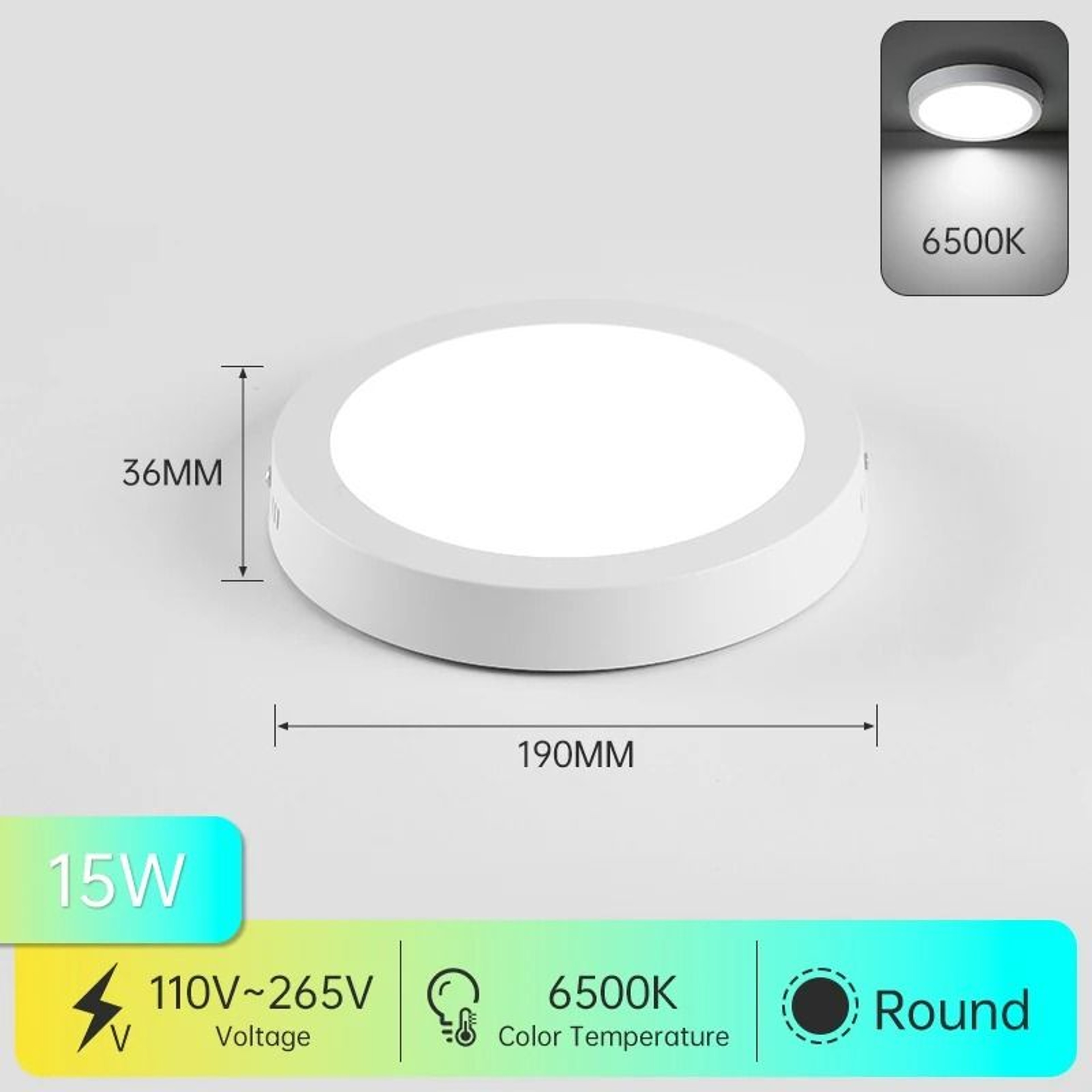 Modern LED Panel Ceiling Light 110265V Cold White Flush Mount Lamp For Living Room Bedroom  Kitchen 9