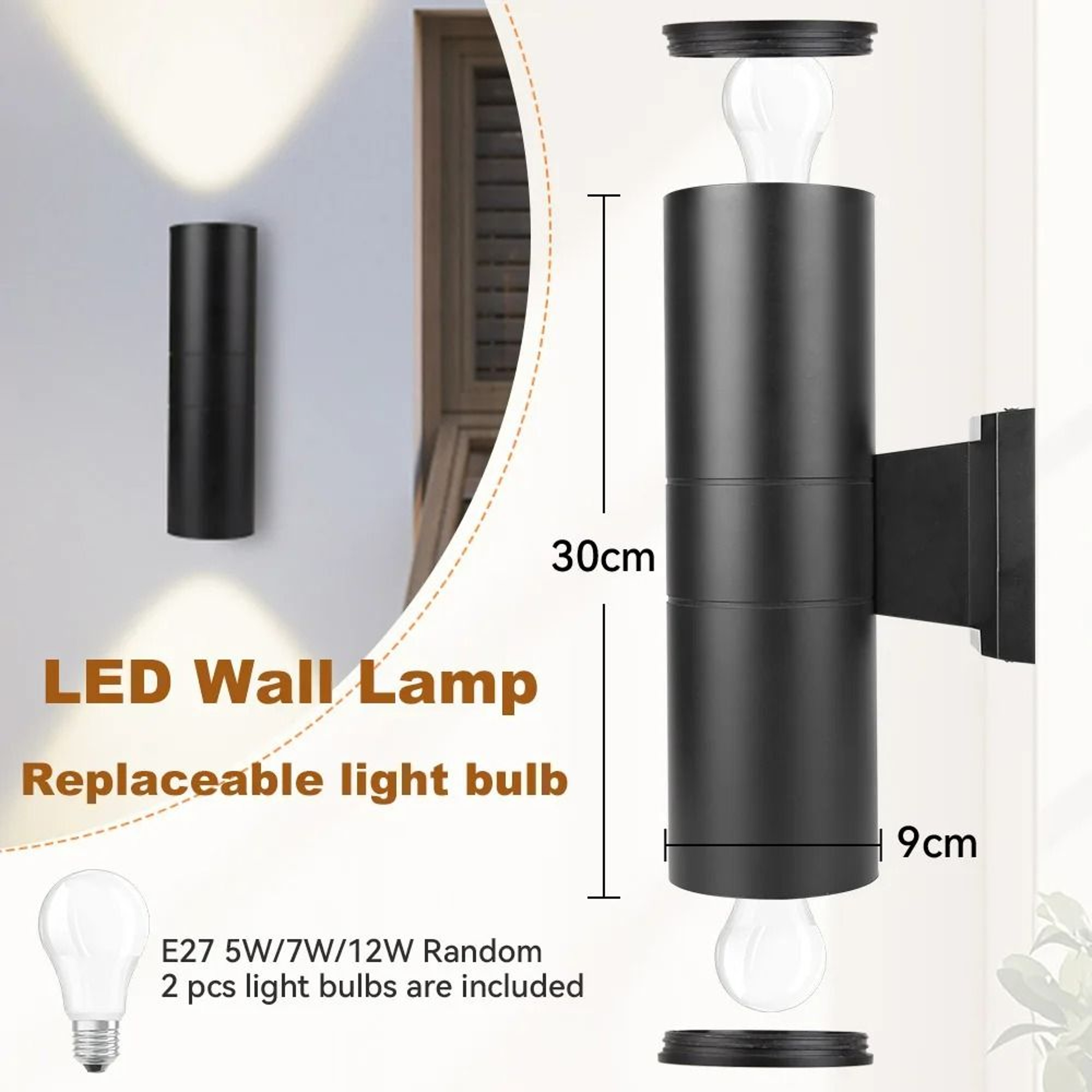 DoubleHead E27 Modern Wall Sconce Indoor  Outdoor Waterproof Architectural Wall Light 0