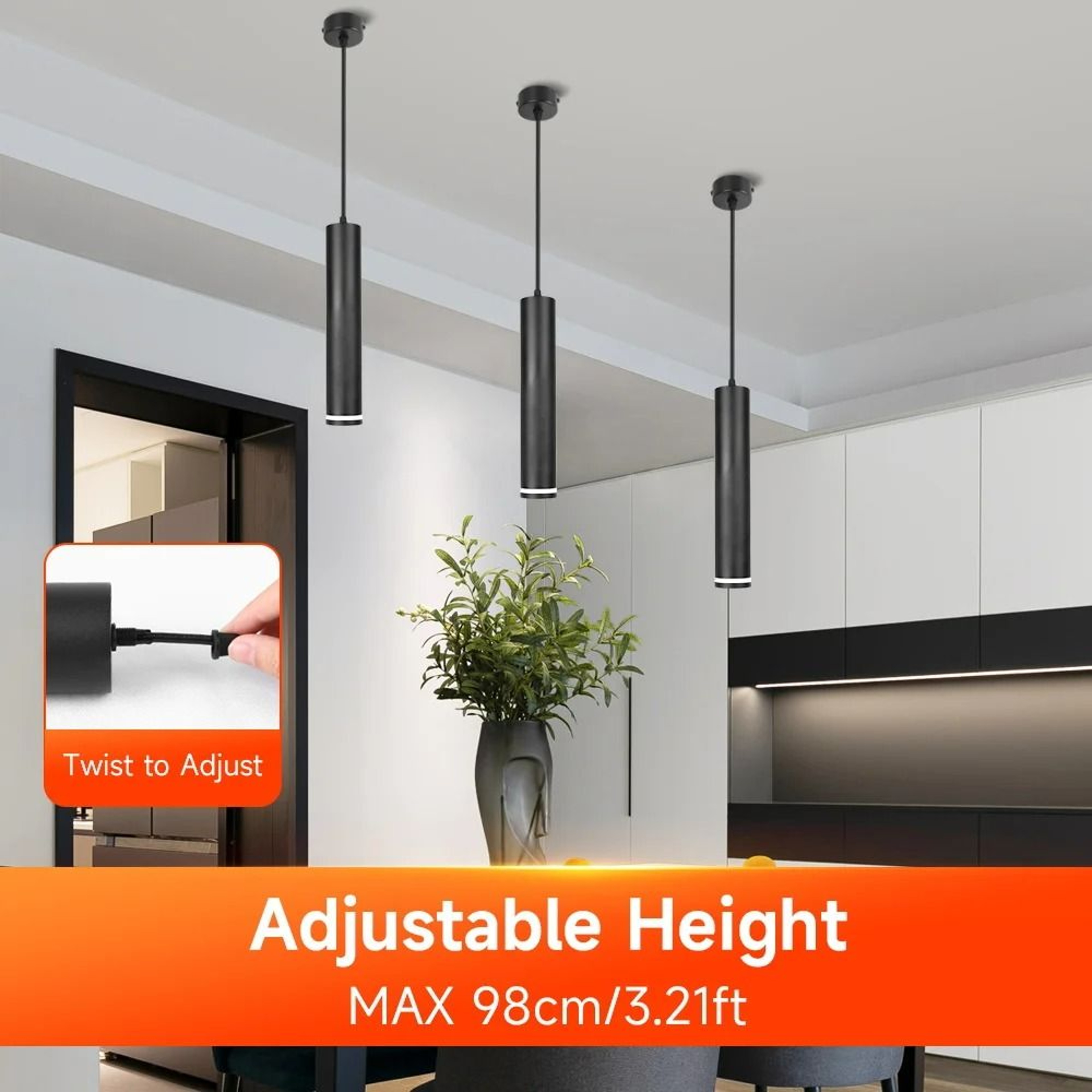 Modern Minimalist LED Pendant Light Replaceable Bulb Hanging Ceiling Chandelier For Kitchen Dining  3