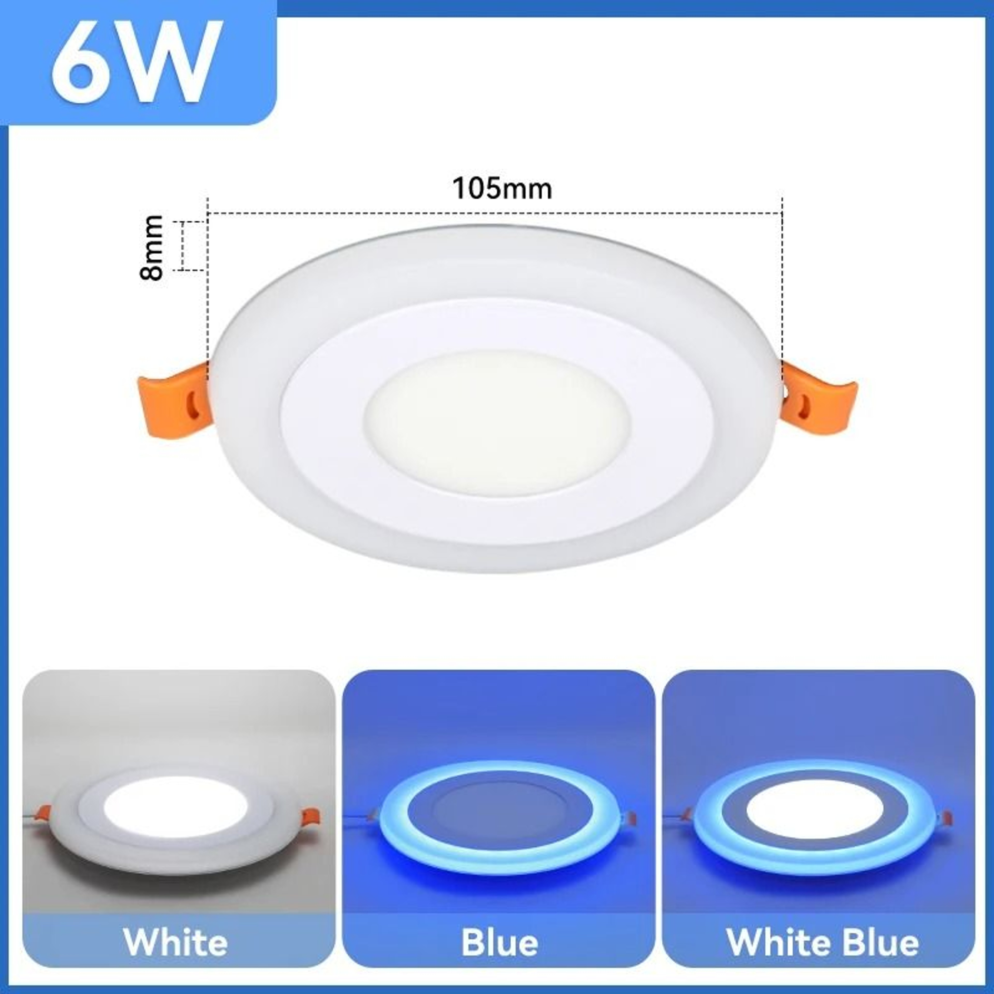 Modern DualColor LED Ceiling Downlight Blue  White Panel Spotlight For Home Decor Living Room  Bath 6