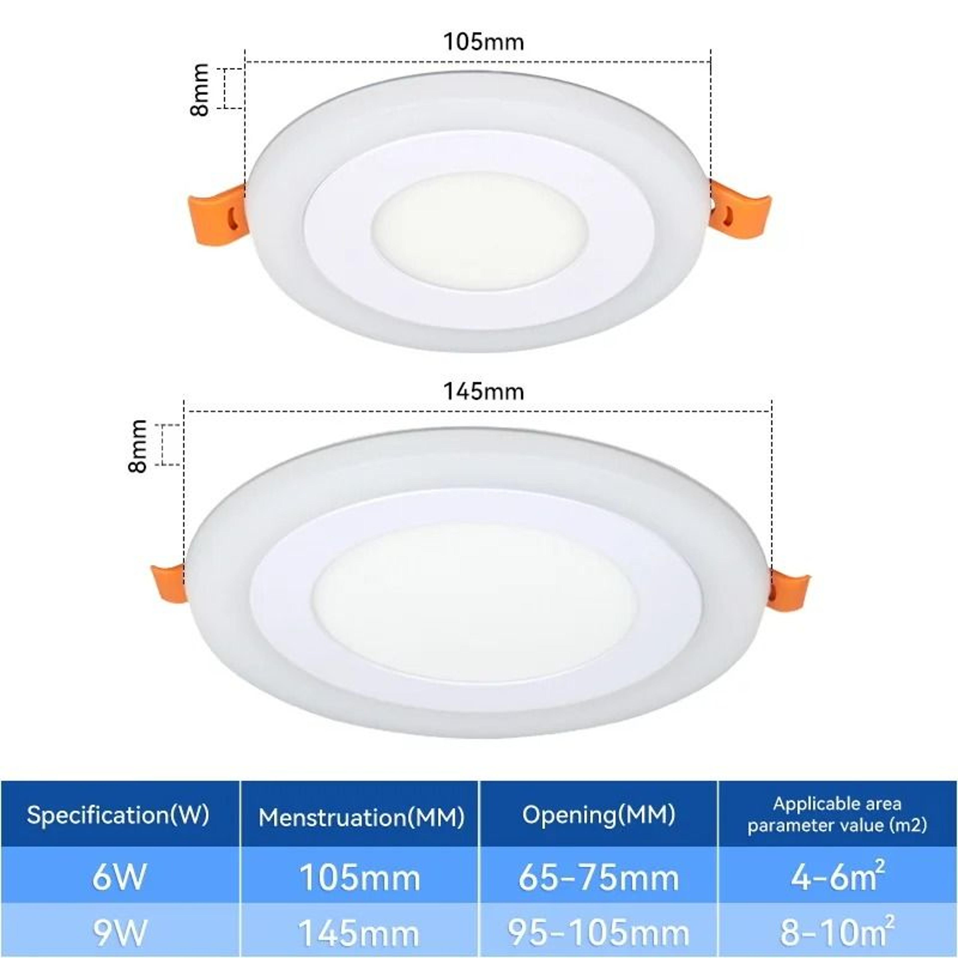 Modern DualColor LED Ceiling Panel Downlight Cold White  Blue Halo Recessed Spotlight 5