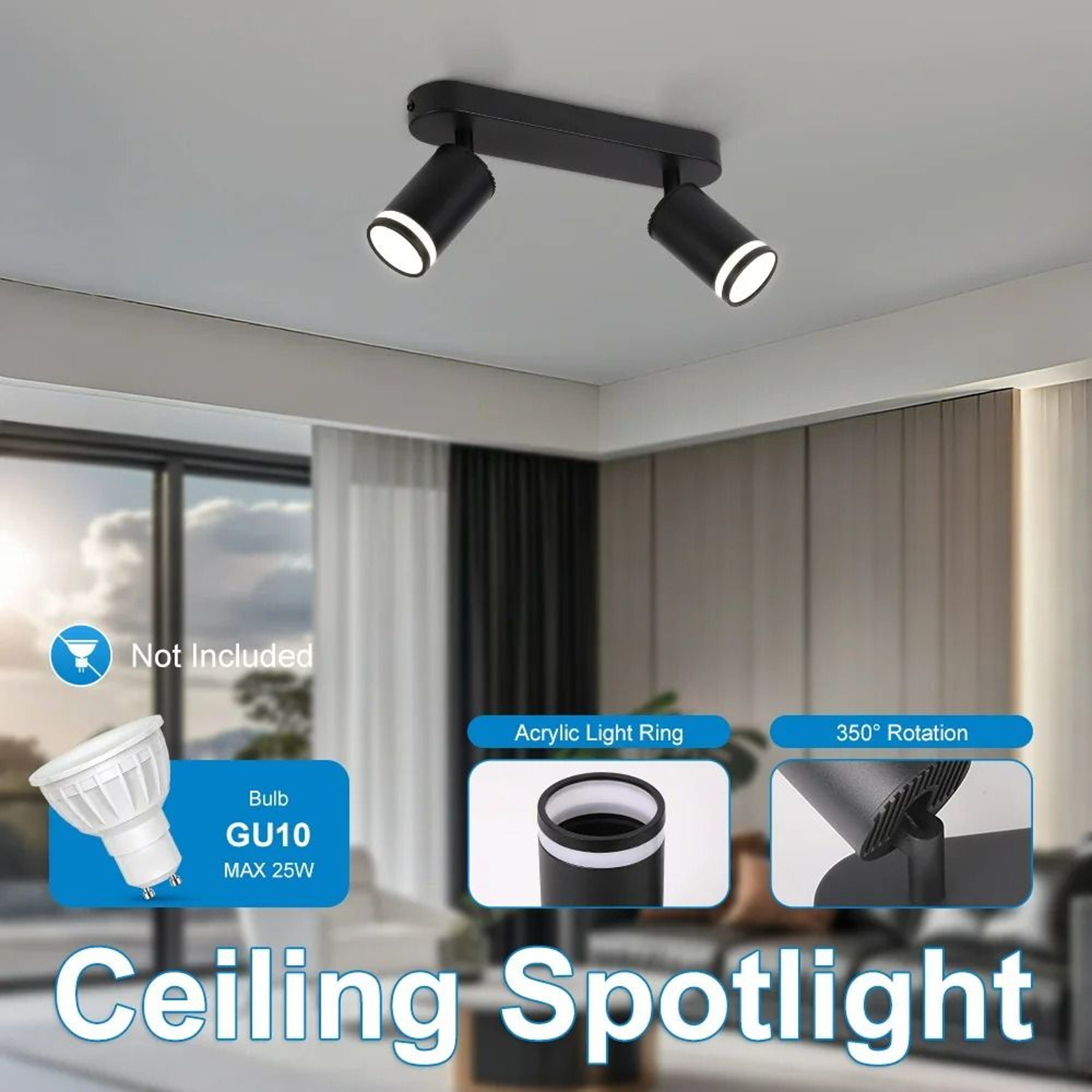 Modern Ceiling Spotlight Replaceable GU10 Bracket Spot Lamp Fixture For Living Room Bedroom  Kitche 4