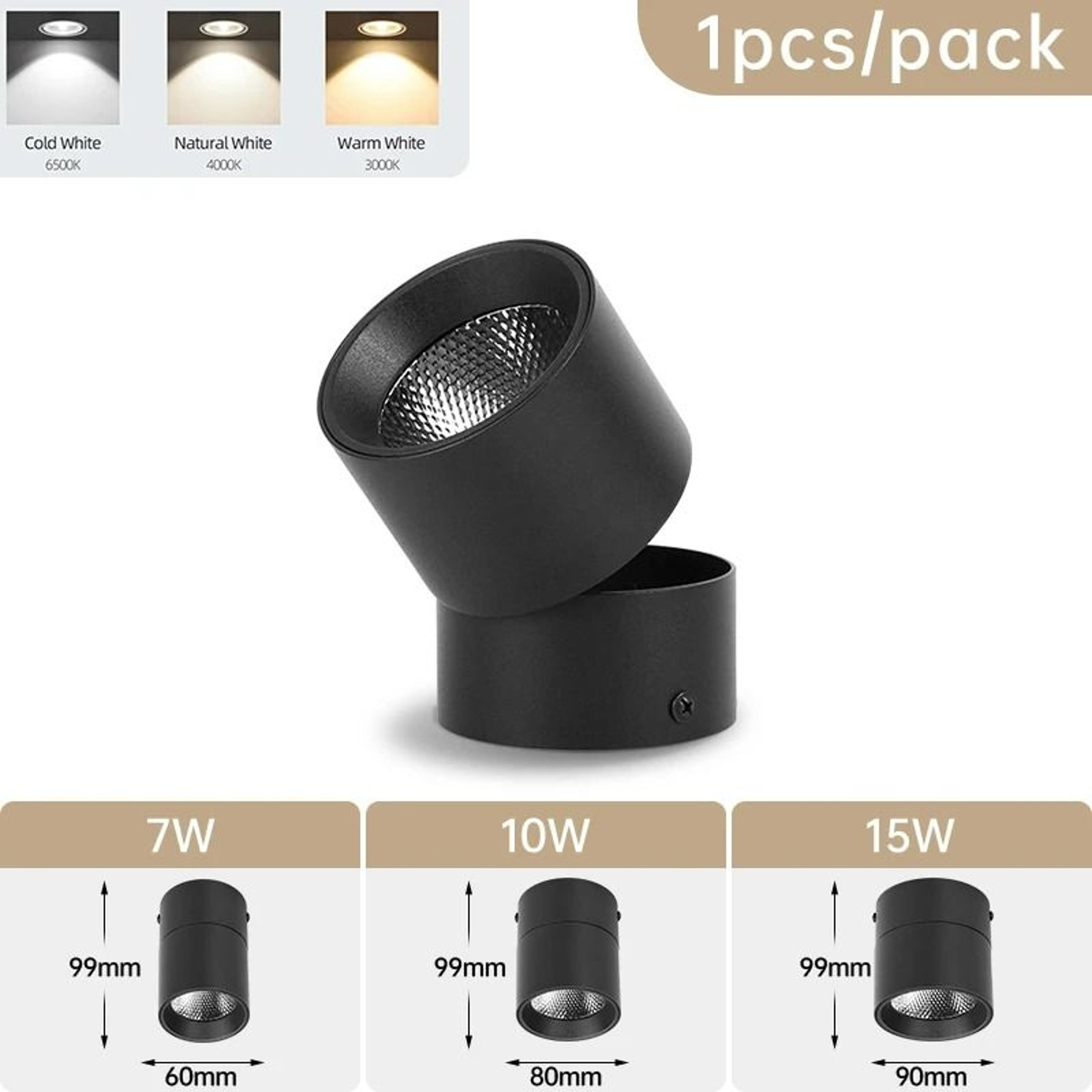 Foldable 3Color LED Ceiling Spotlight 220V Surface Mount Downlight For Living Room Bedroom  Kitchen 6