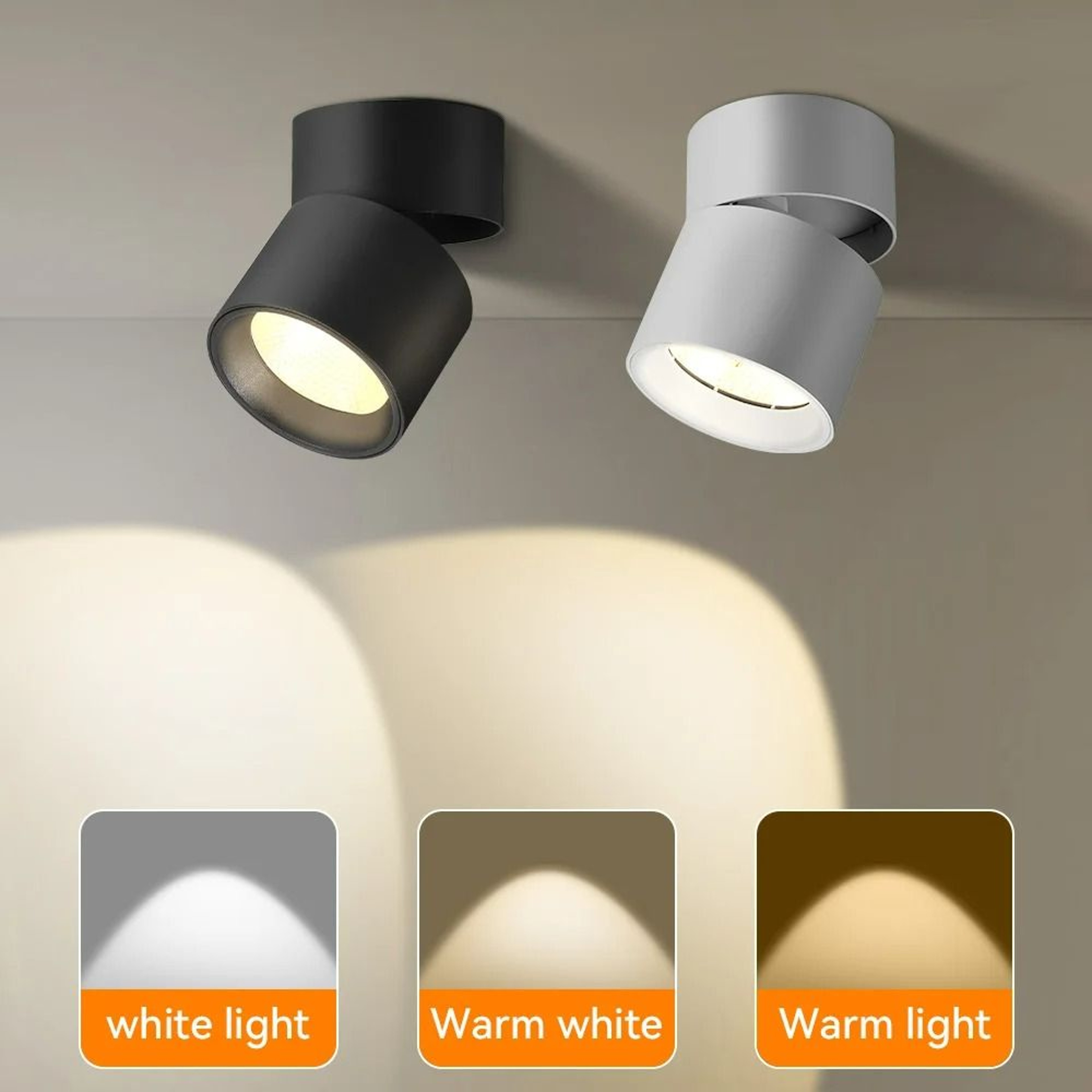 Foldable 3Color LED Ceiling Spotlight 220V Surface Mount Downlight For Living Room Bedroom  Kitchen 0
