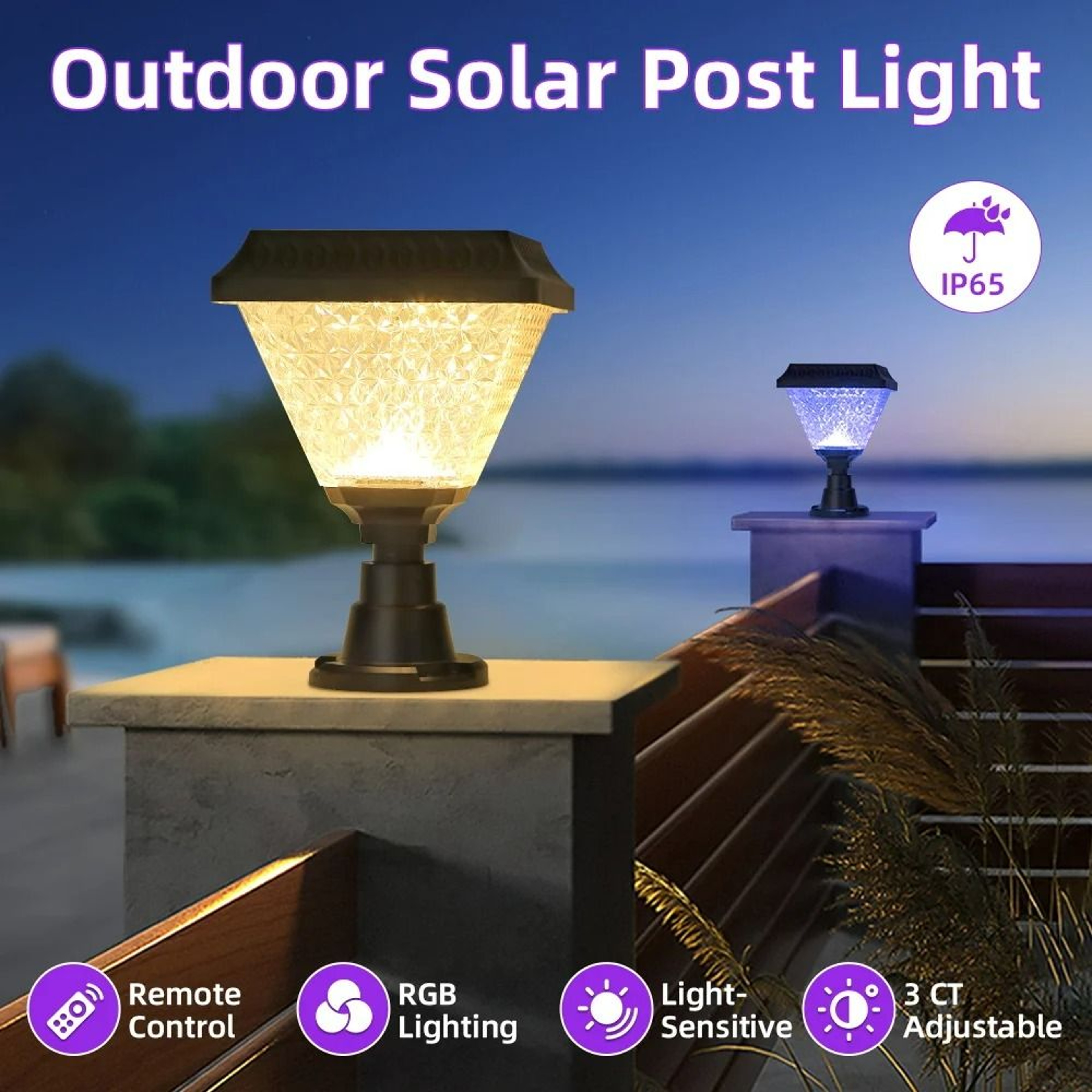 Outdoor Solar Post  Pillar Light Modern Waterproof Column Lamp For Garden Patio  Villa Decor 2