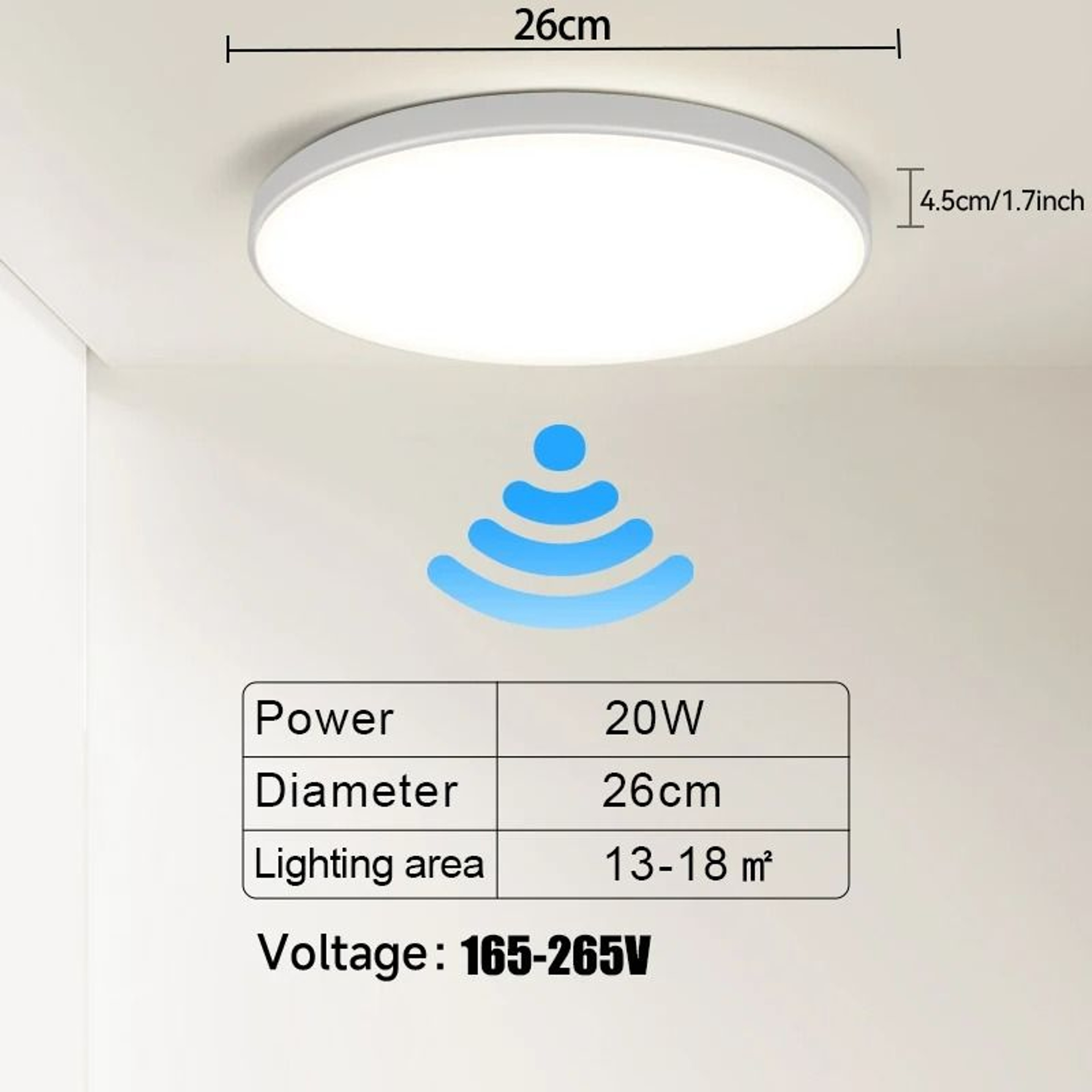 LED Radar Motion Sensor Ceiling Light 165265V Cold White Intelligent Panel Lamp For Hallway Aisle S 6
