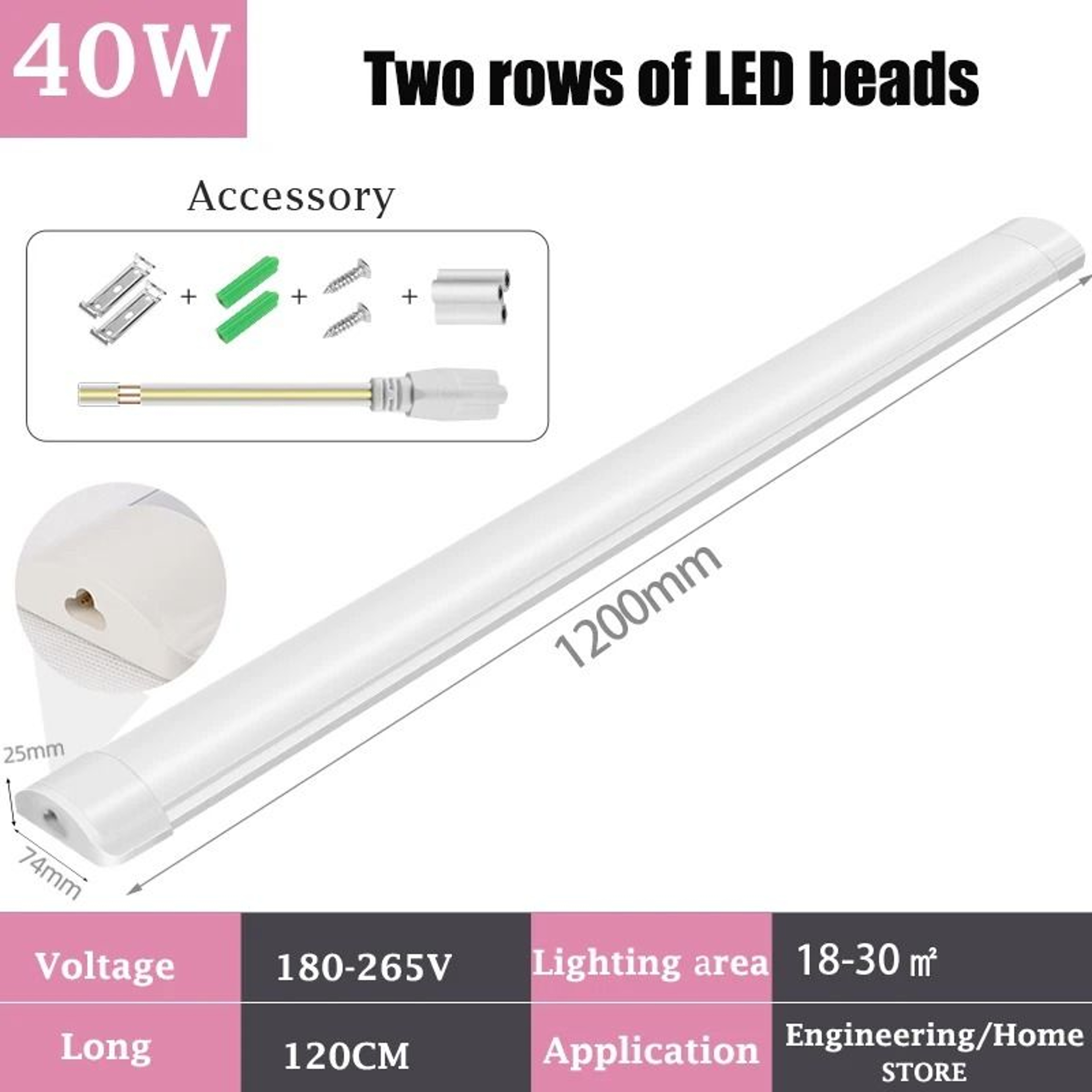 UltraBright Commercial LED Tube Light Fixture 3Pack 9