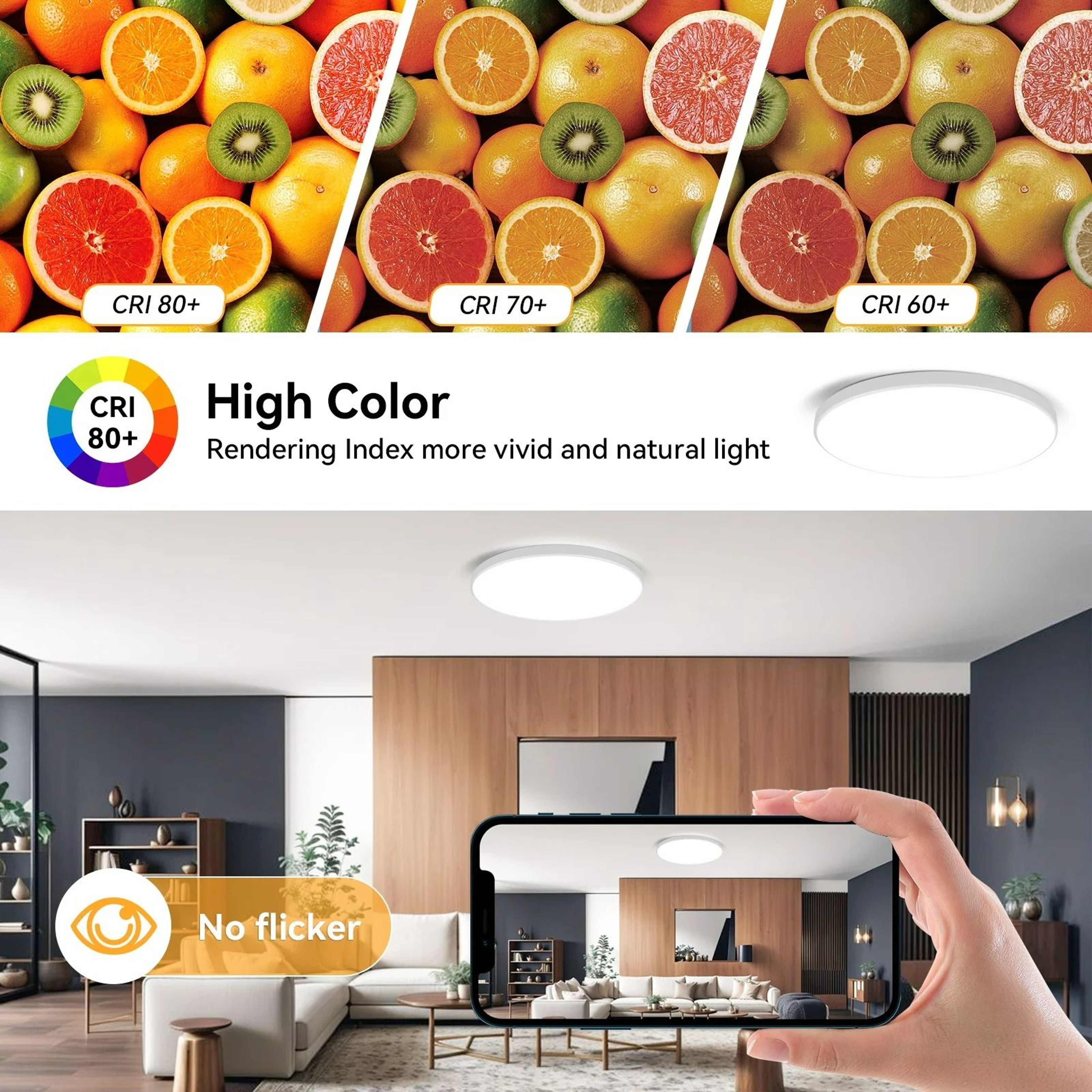 Smart Remote Control Dimmable LED Ceiling Light Fixture 2