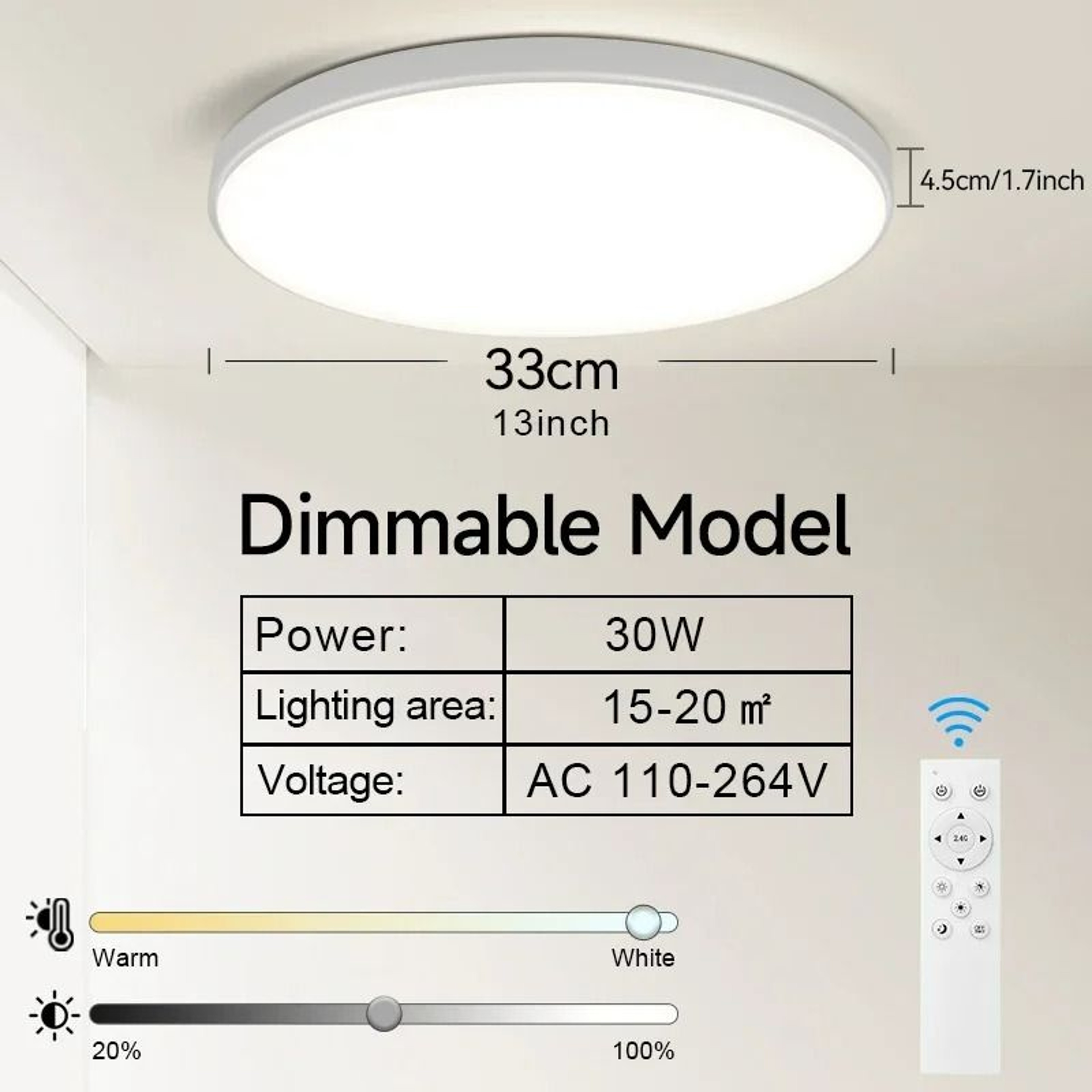 Smart Remote Control Dimmable LED Ceiling Light Fixture 16