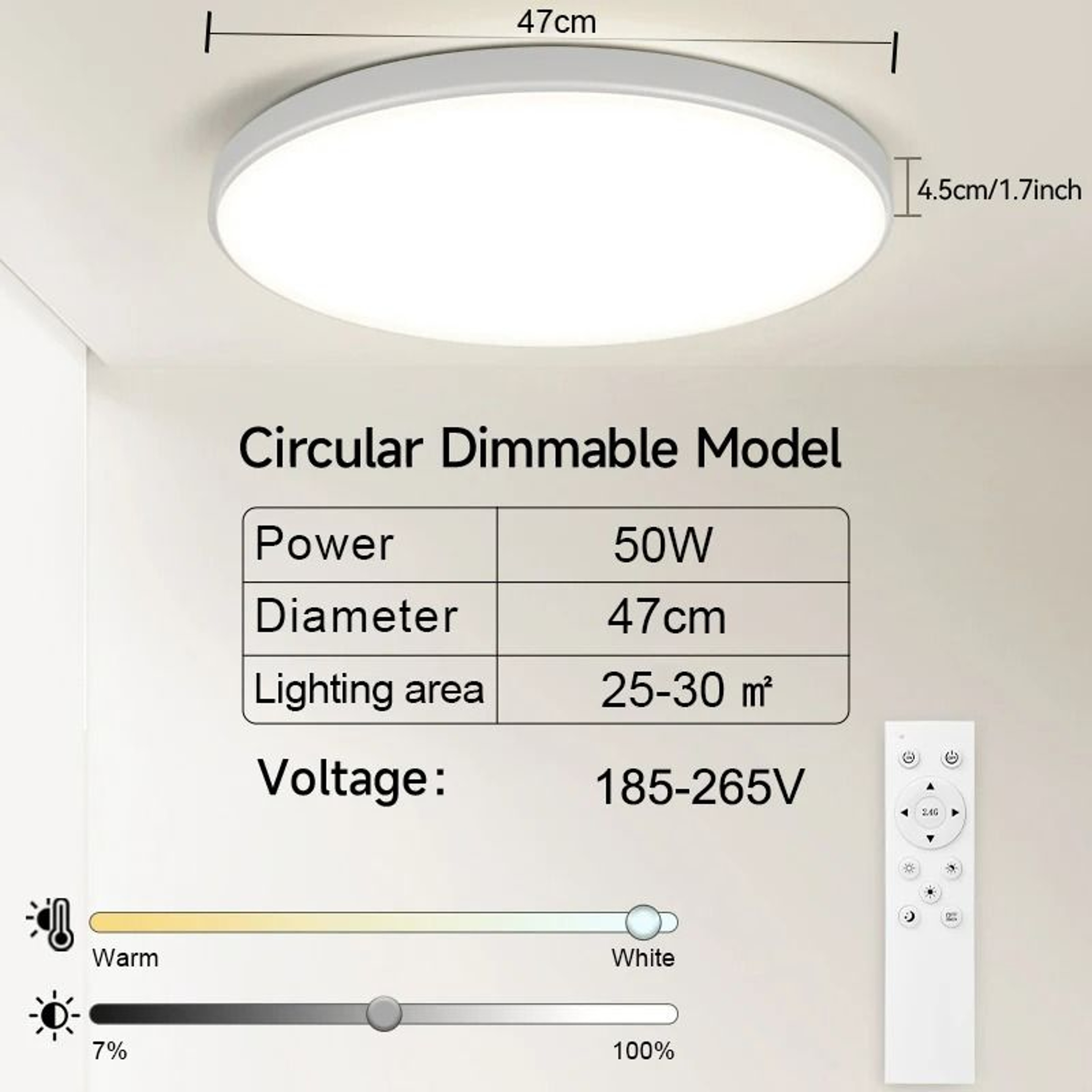 Smart Remote Control Dimmable LED Ceiling Light Fixture 11