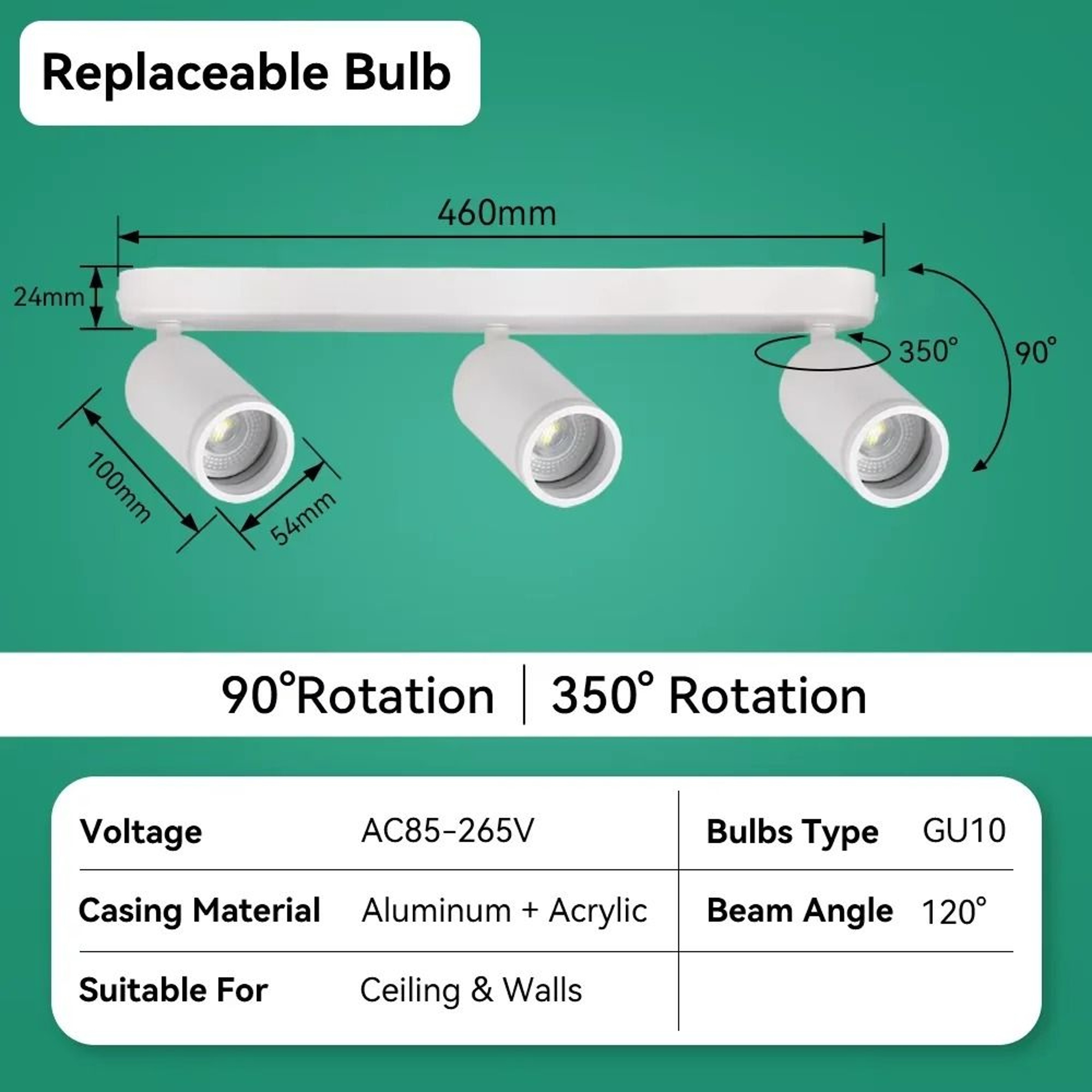 Modern Adjustable Linear Ceiling Spotlight Track Fixture Fixture Only 18