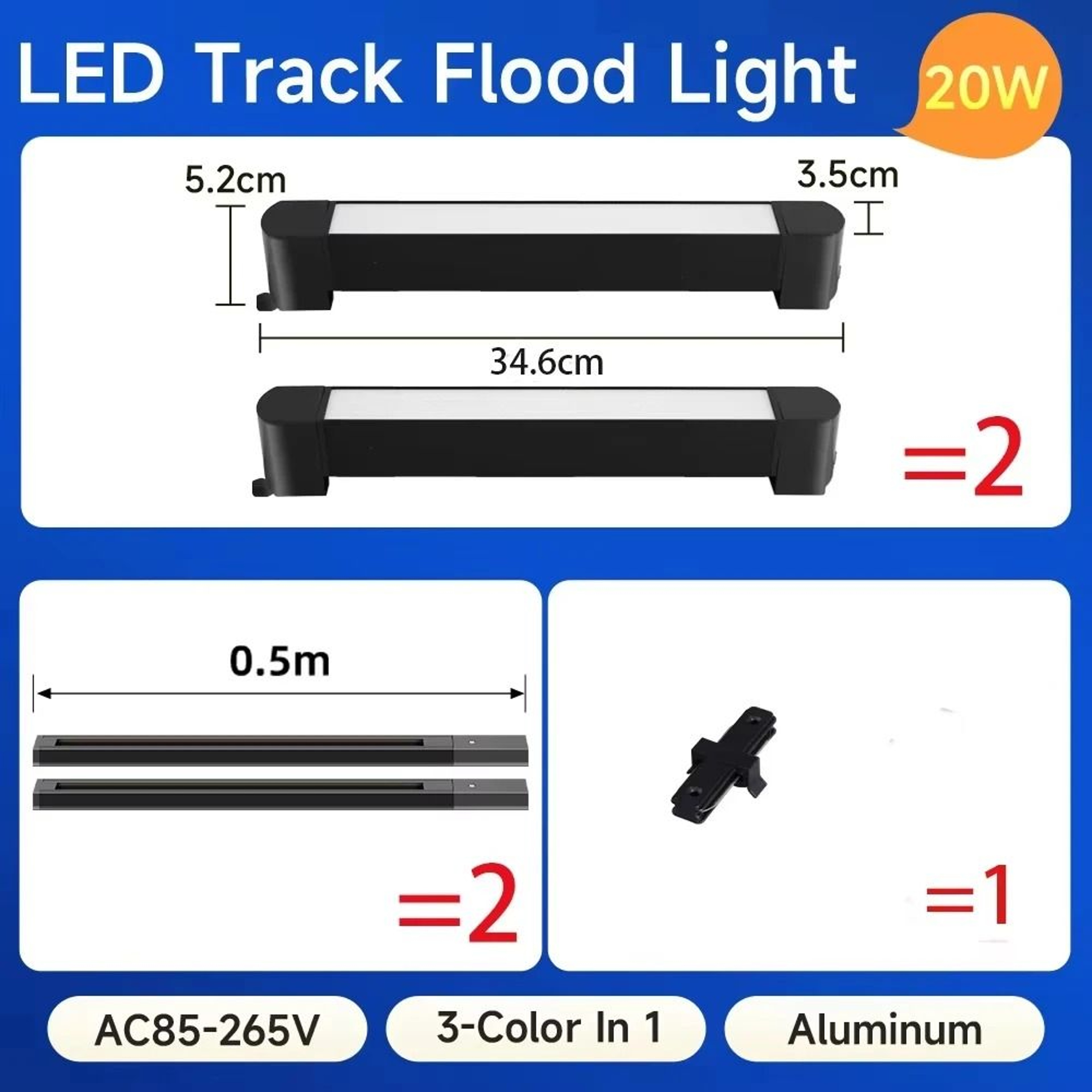 Modern Tricolor Linear Track Floodlight Fixture 15