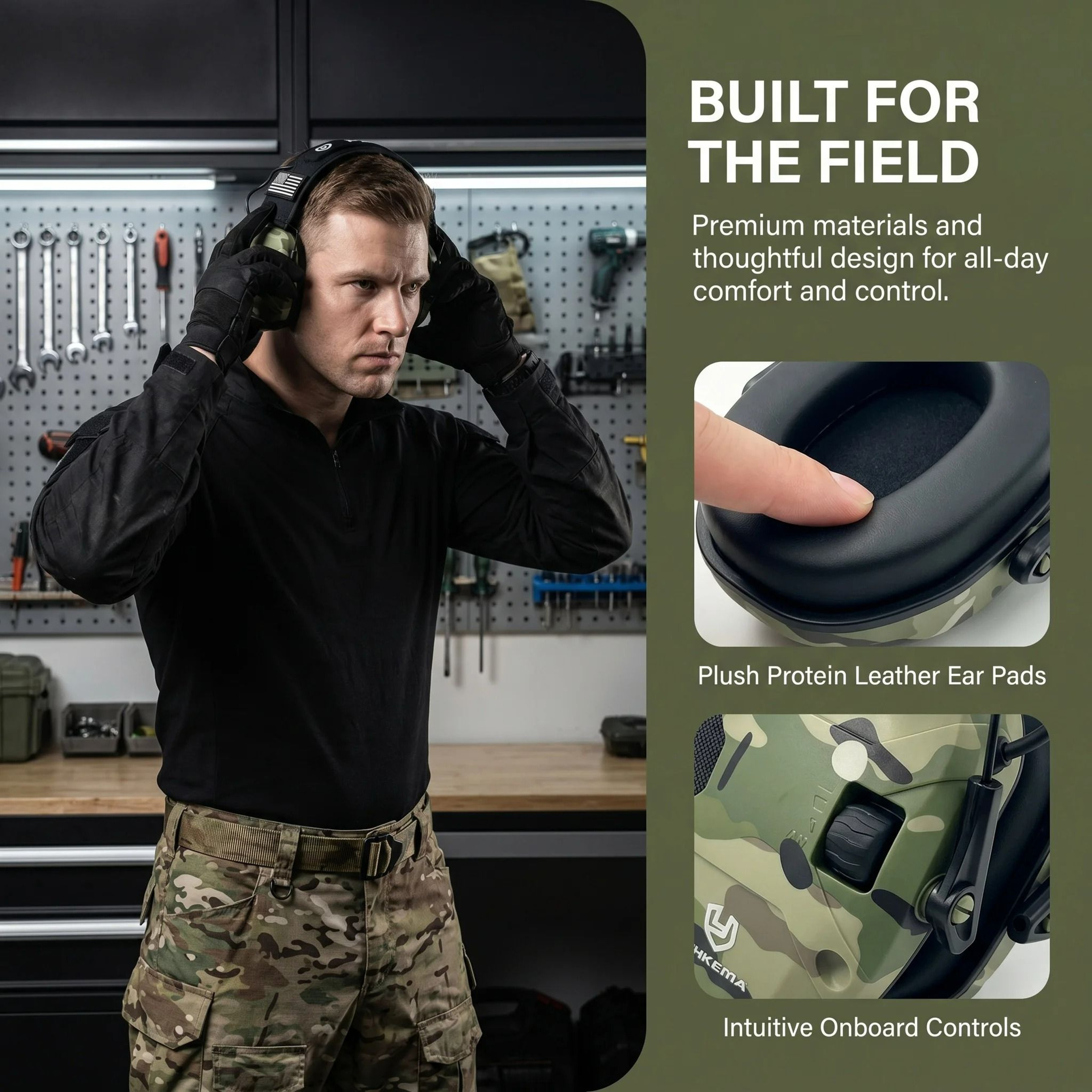 Tactical Active Noise Reduction Electronic Shooting  Hunting Earmuffs 4