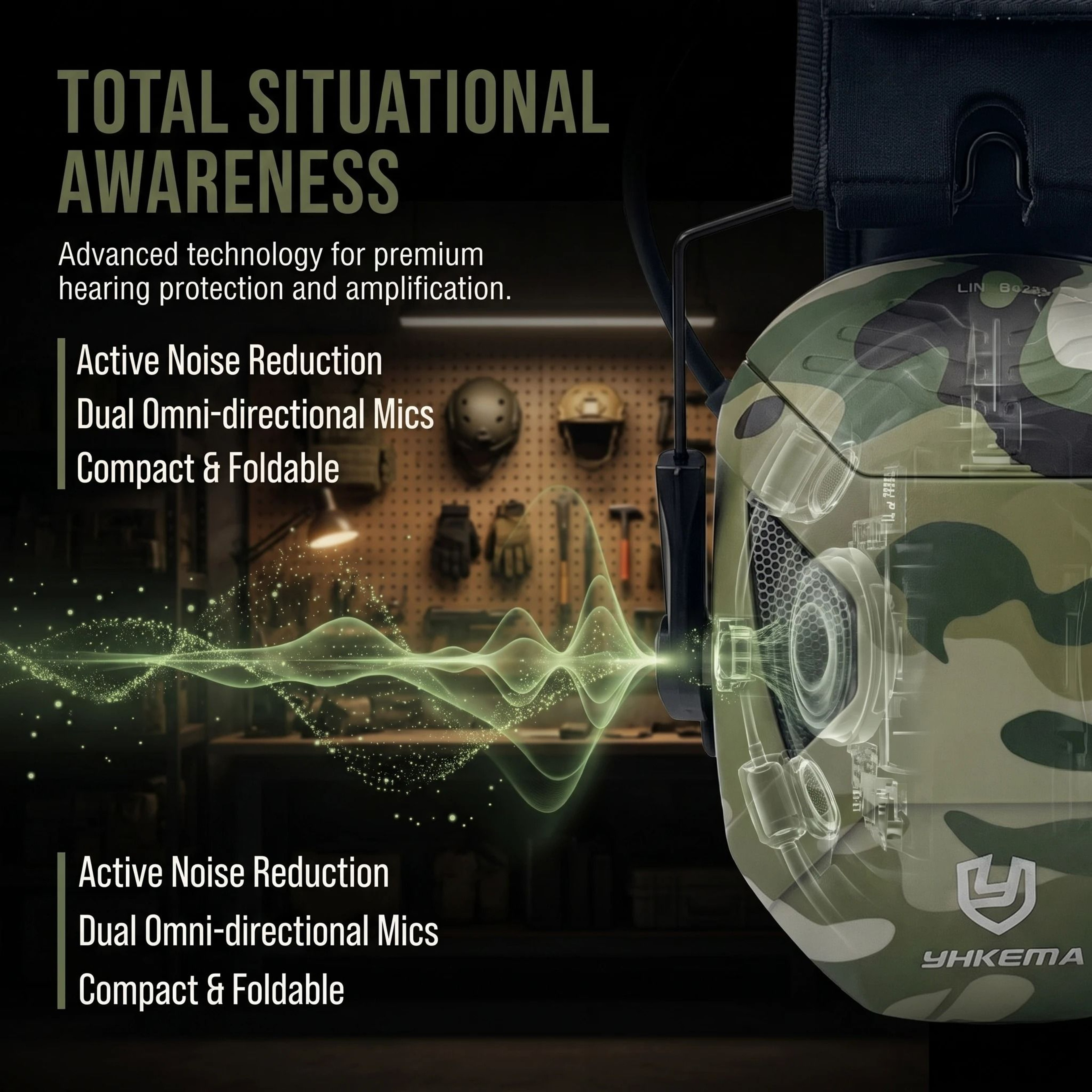 Tactical Active Noise Reduction Electronic Shooting  Hunting Earmuffs 5